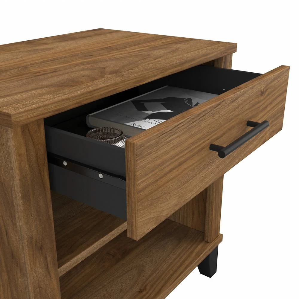 Somerset 6 Drawer Dresser and Nightstand Set in Fresh Walnut - Engineered Wood