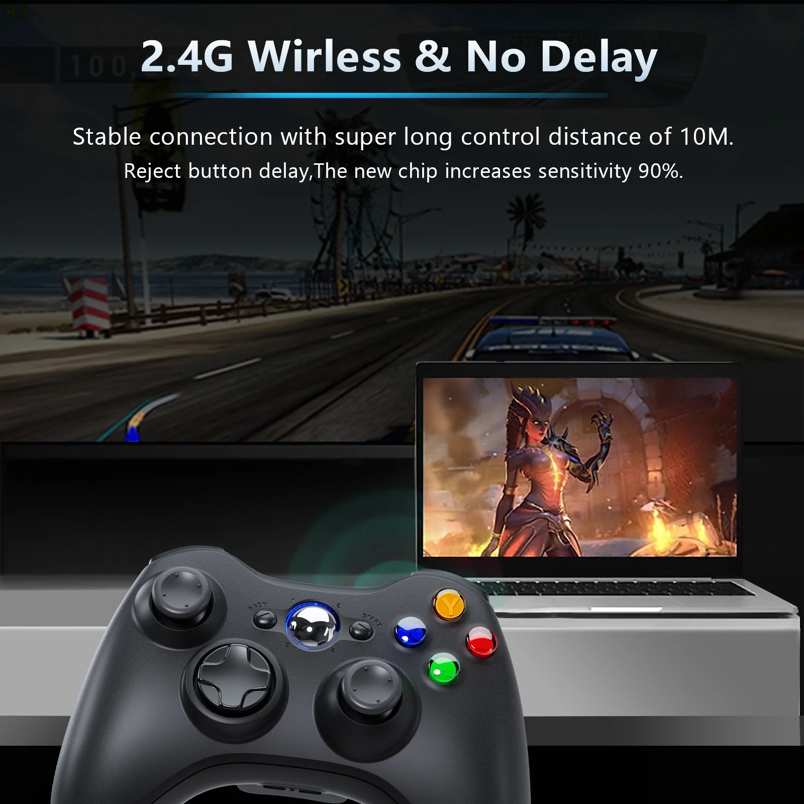 Bonadget Xbox 360 Controller, Wireless Controller for Xbox 360, 2.4GHZ Game Joystick Controller Gamepad Remote Compatible with Xbox 360/360 Slim, PC Windows 7,8,10( 2 Pack Black)