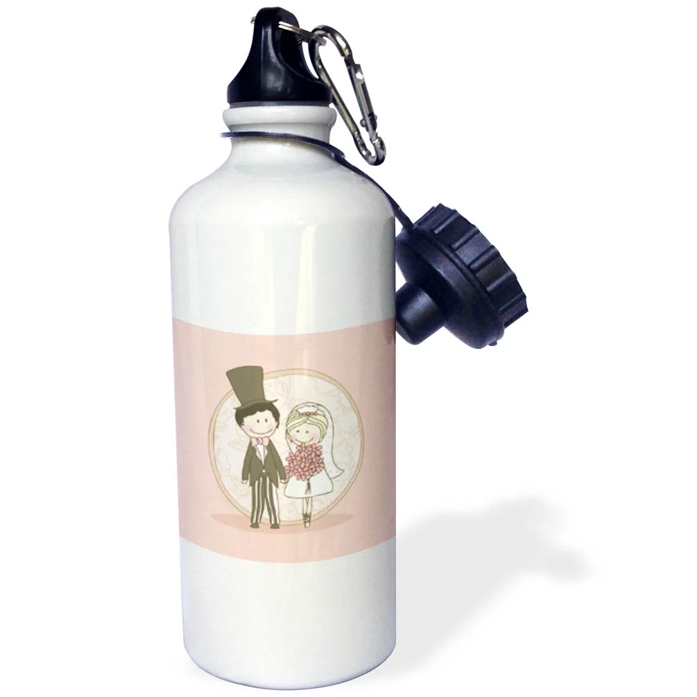 Bride and Groom in Pink 21 oz Sports Water Bottle wb-48502-1