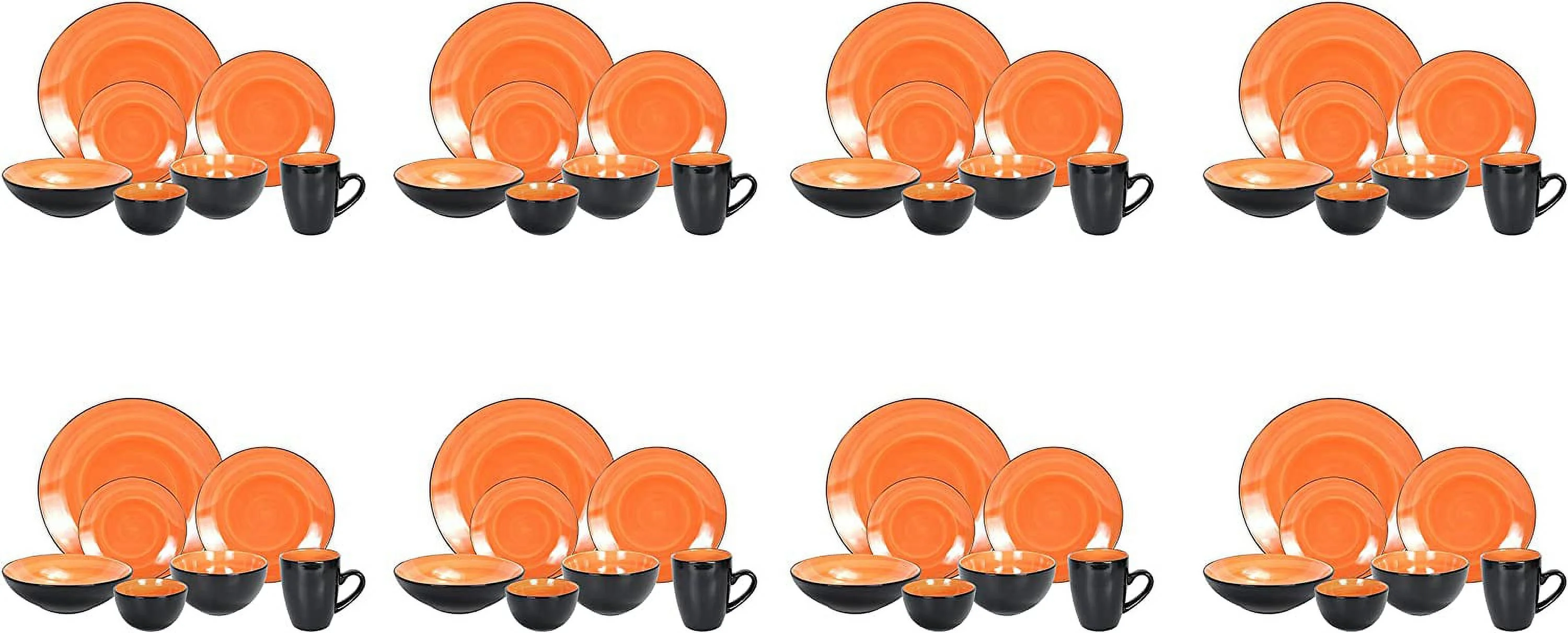 Stoneware Sonoma Dinnerware Set, Black + Speckled Spin Wash (56Pc Set, Spice)