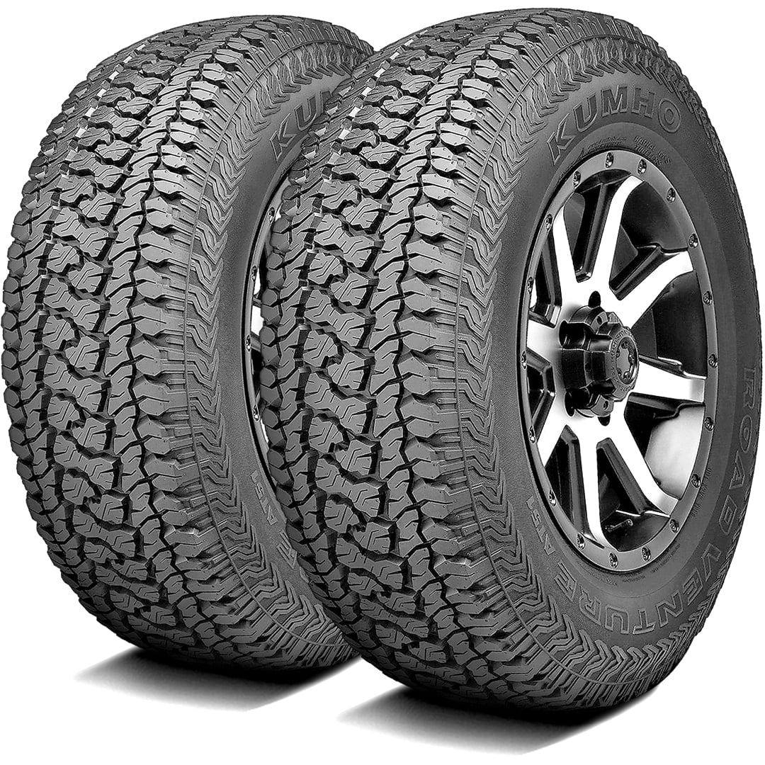 Pair of 2 (TWO) Kumho Road Venture AT51 LT 245/75R17 121/118R E 10 Ply A/T All Terrain Tires Fits: 2011-23 Chevrolet Silverado 2500 HD WT, 2012-13 Ford F-150 XLT