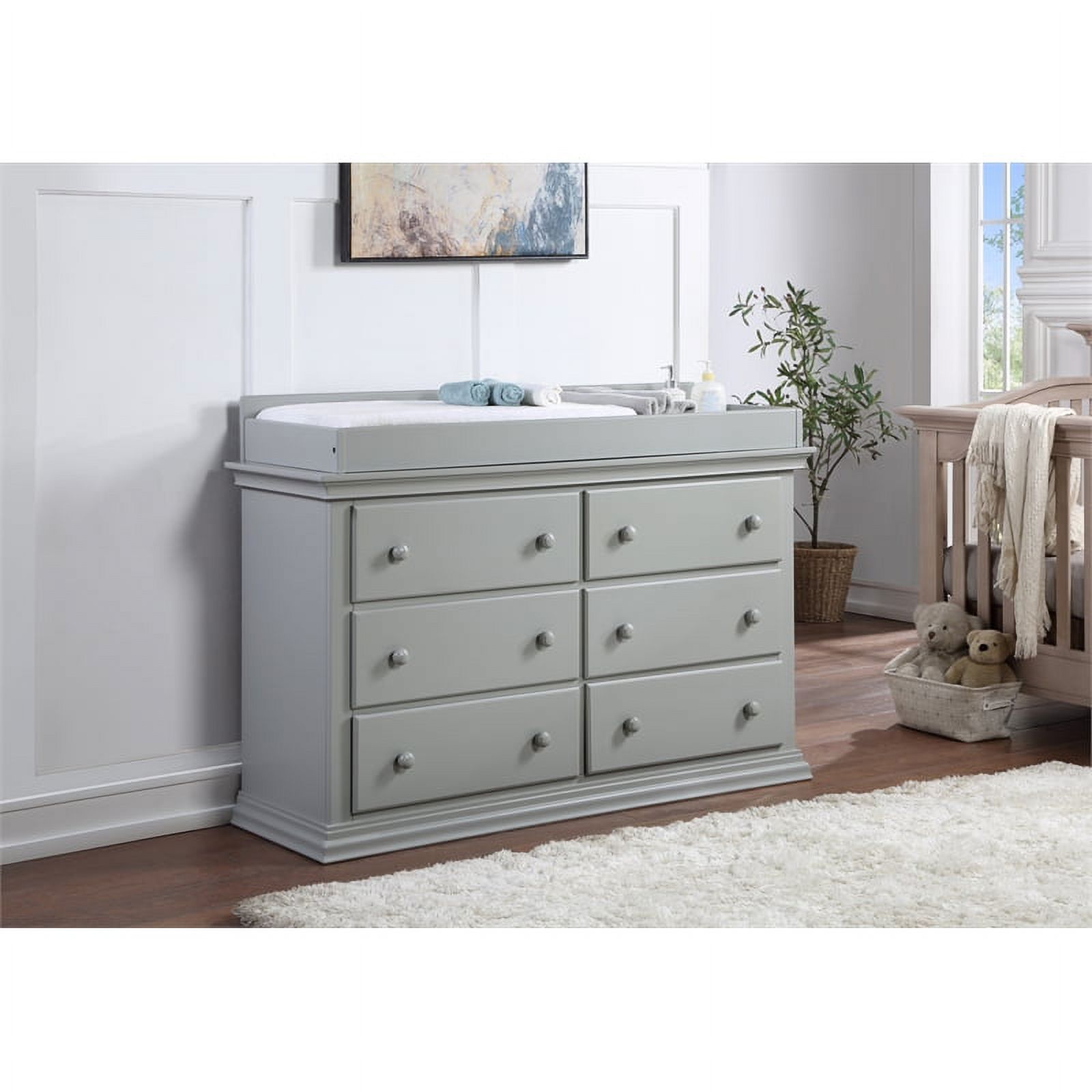 Suite Bebe Universal 6-Drawer Traditional Wood Double Dresser in Gray
