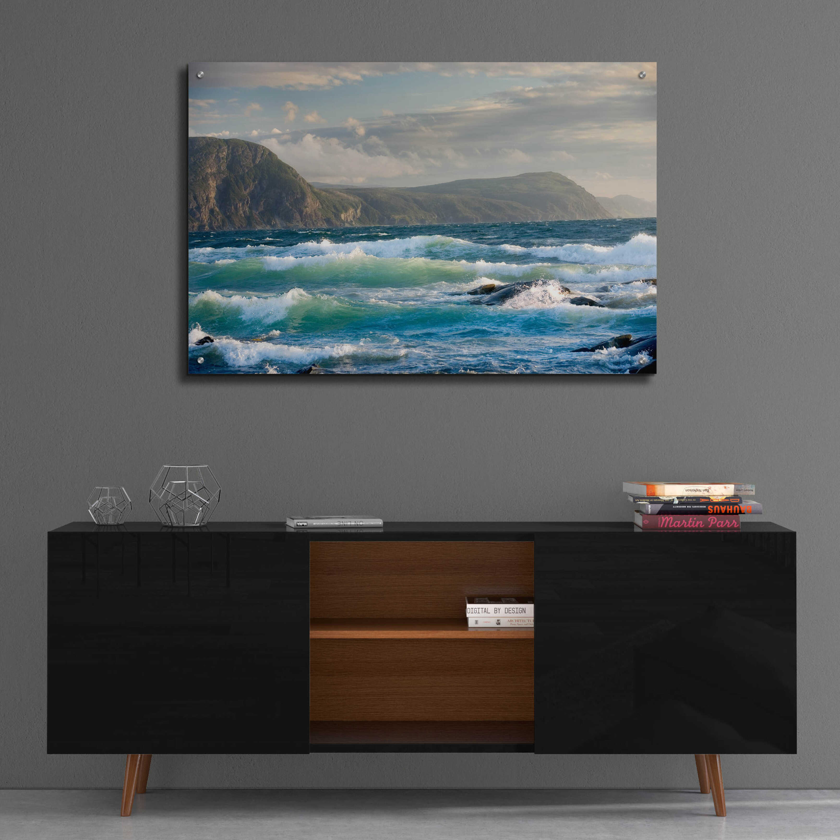 Epic Art 'Newfoundland Sunset Surf' by Mike Jones, Acrylic Glass Wall Art, 36
