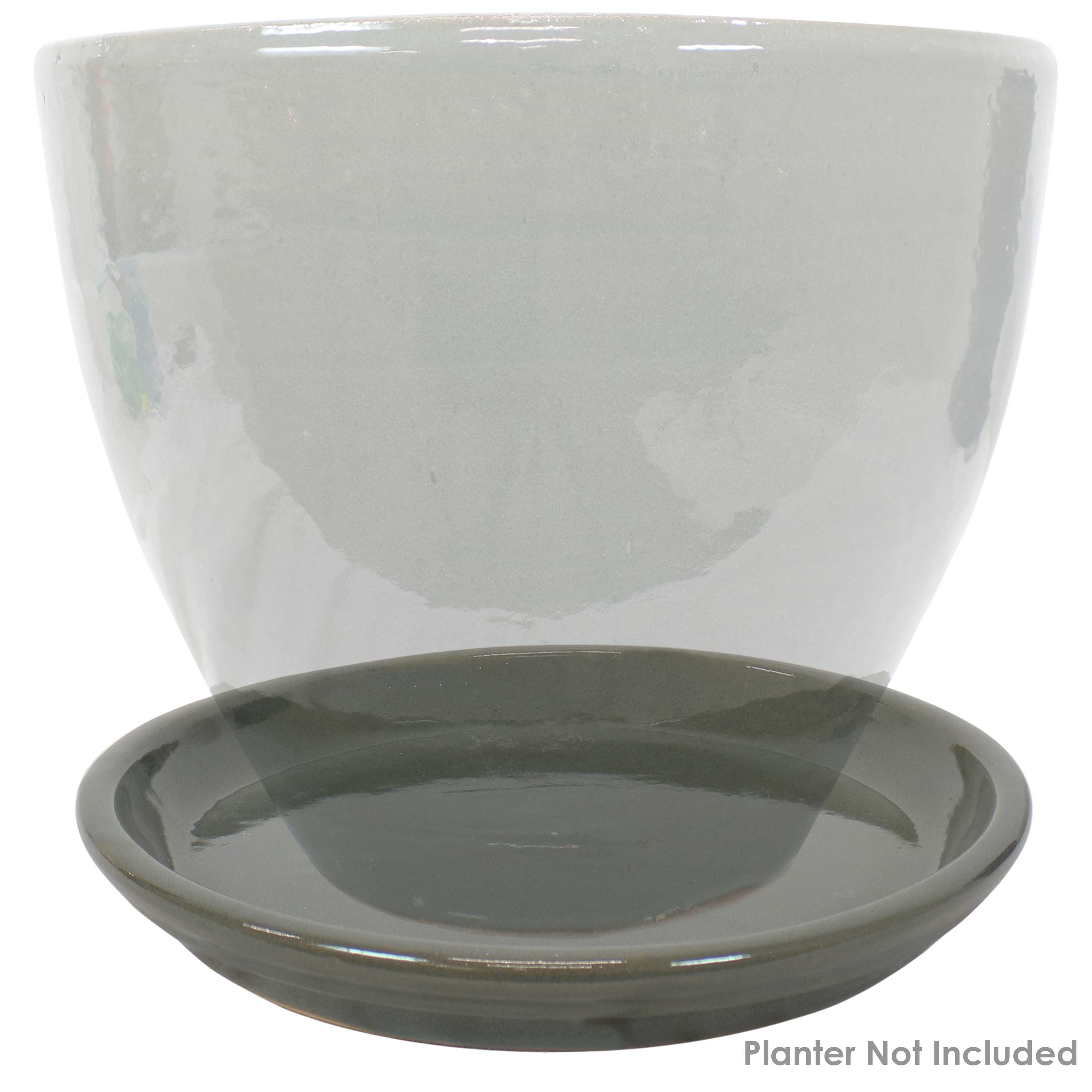 Sunnydaze Set of 4 Glazed Ceramic Planter Saucers - Gray - 12