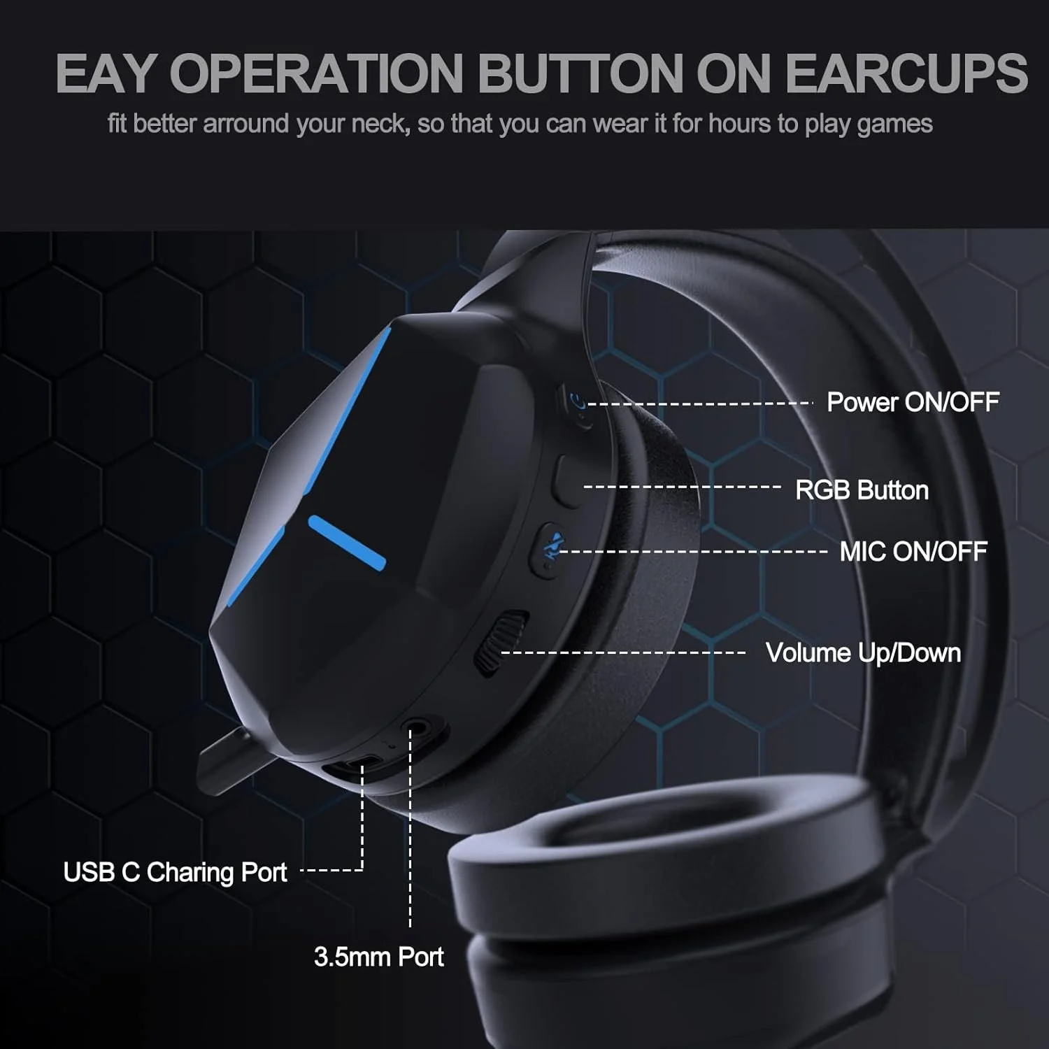 Wireless Stereo Pro Gaming Headset Headphone with mic for PS4/5 Xbox One 360 PC
