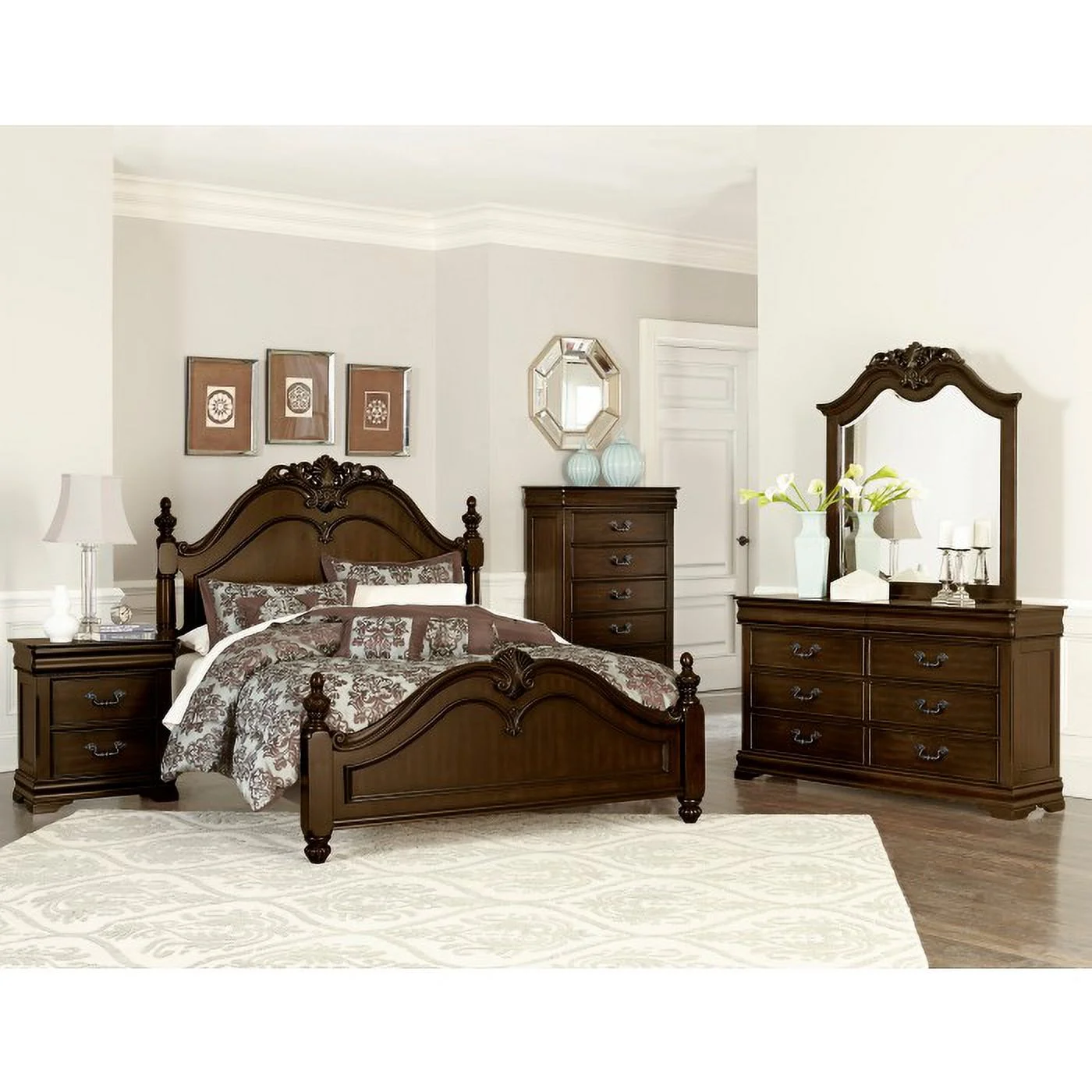 Home Elegance 1869-9 52 x 15.75 x 38 in. Mont Belvieu Chest with Hidden Drawer - Dark Cherry