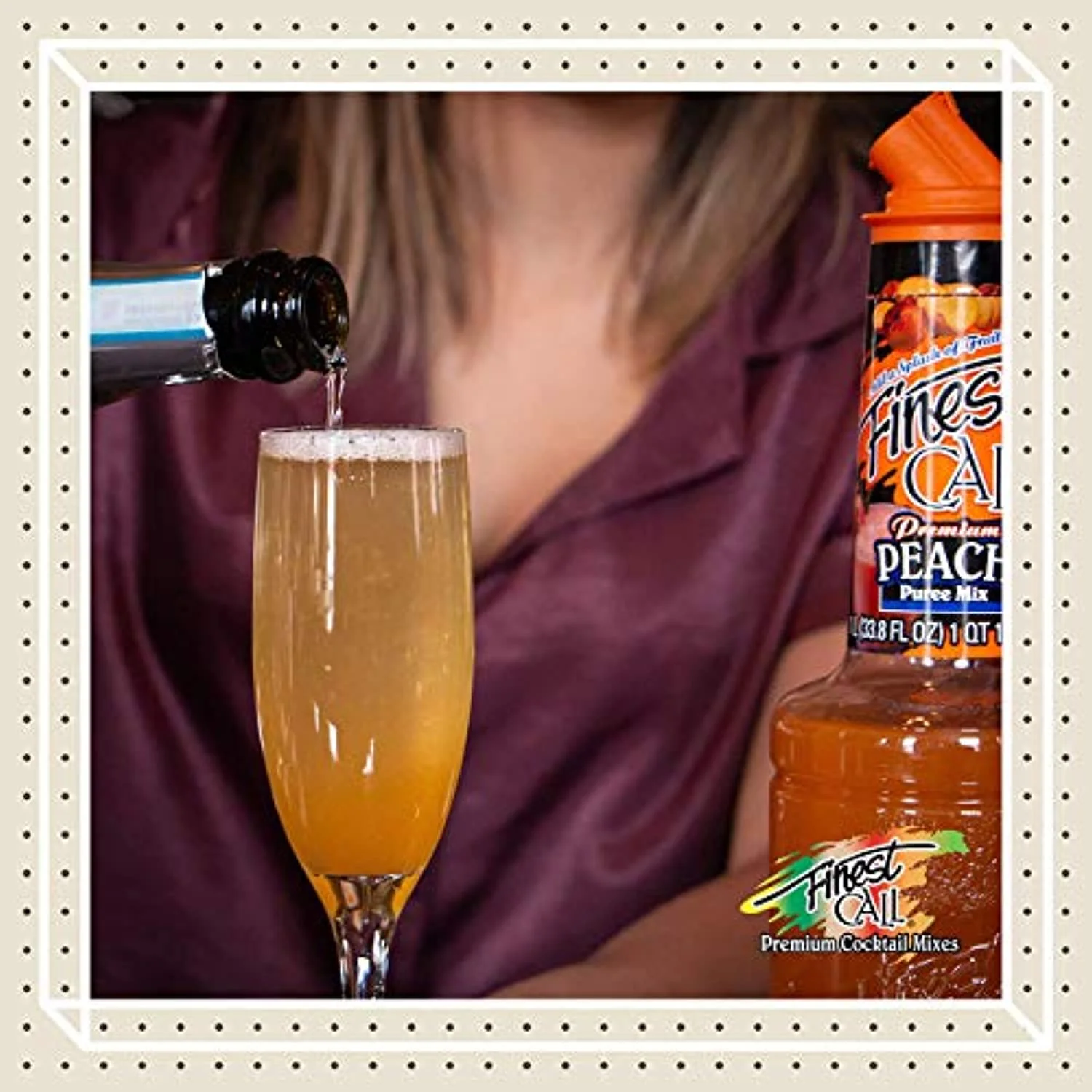 Finest Call Premium Peach Fruit Puree Drink Mix, 1 Liter Bottle (33.8 Fl Oz)