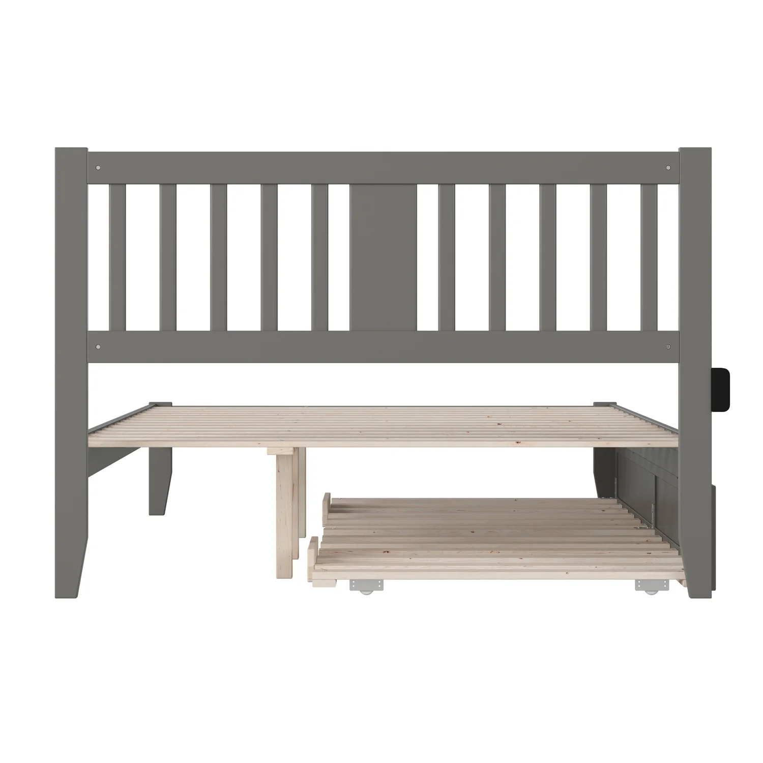 AFI Tahoe Queen Wood Spindle Bed and Trundle with USB Charger in Gray