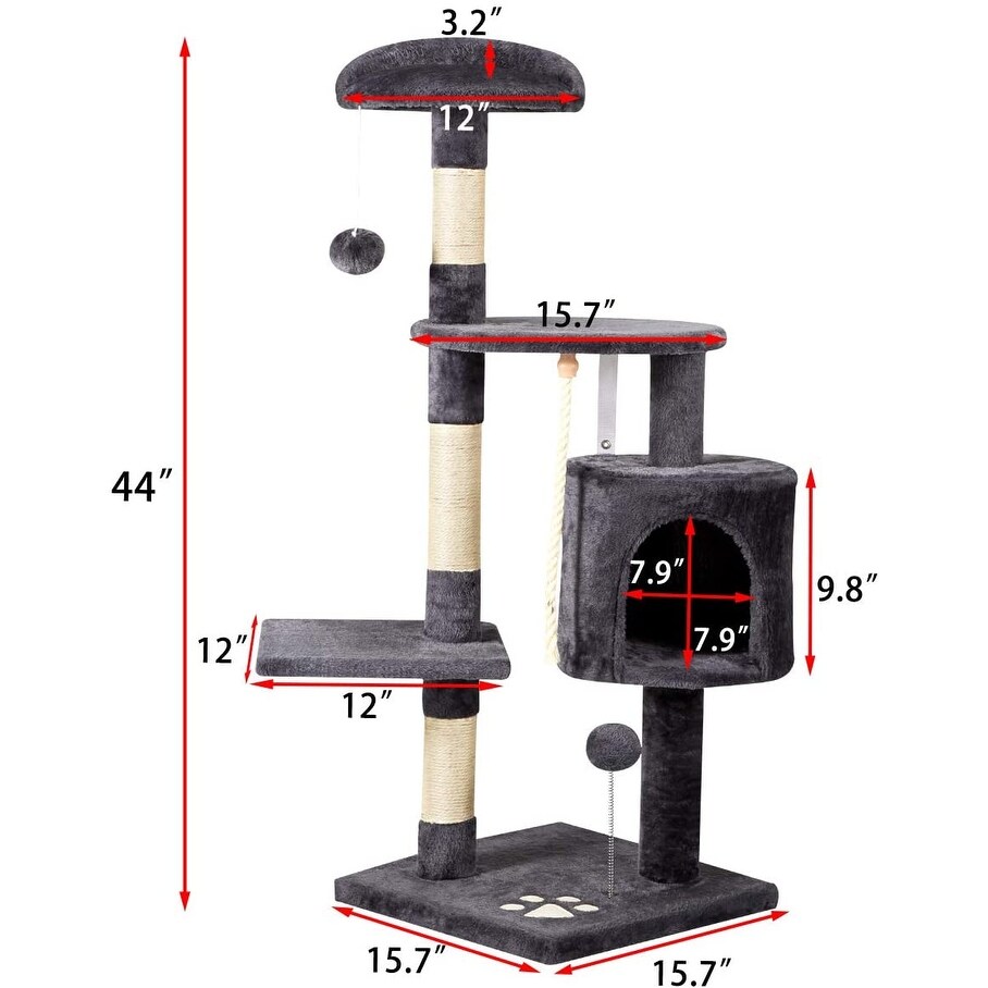 EROMMY Multi-Level Cat  Tree Tower Condo DarkGrey