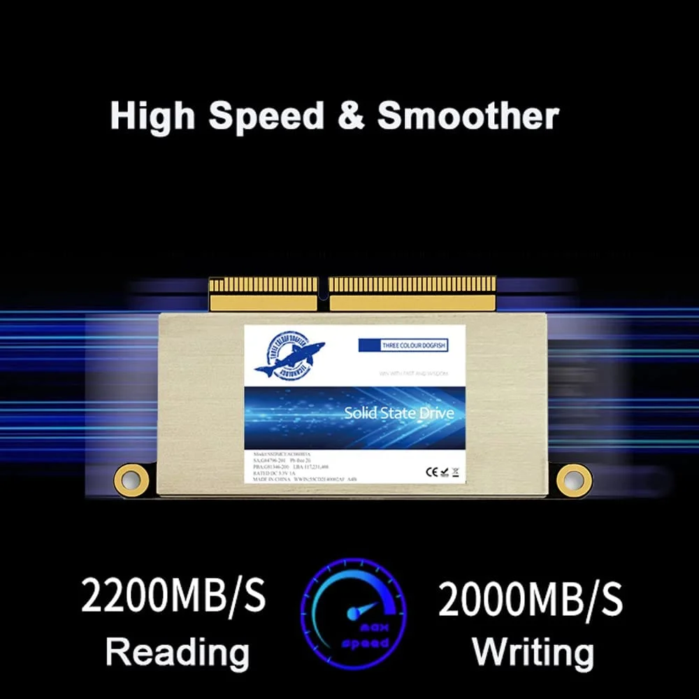 Dogfish 512GB SSD for MacBook PCIe Gen3x4 M.2 NVMe, Internal Solid State Drive Upgrade for MacBook Pro A1708 (2016-2017)