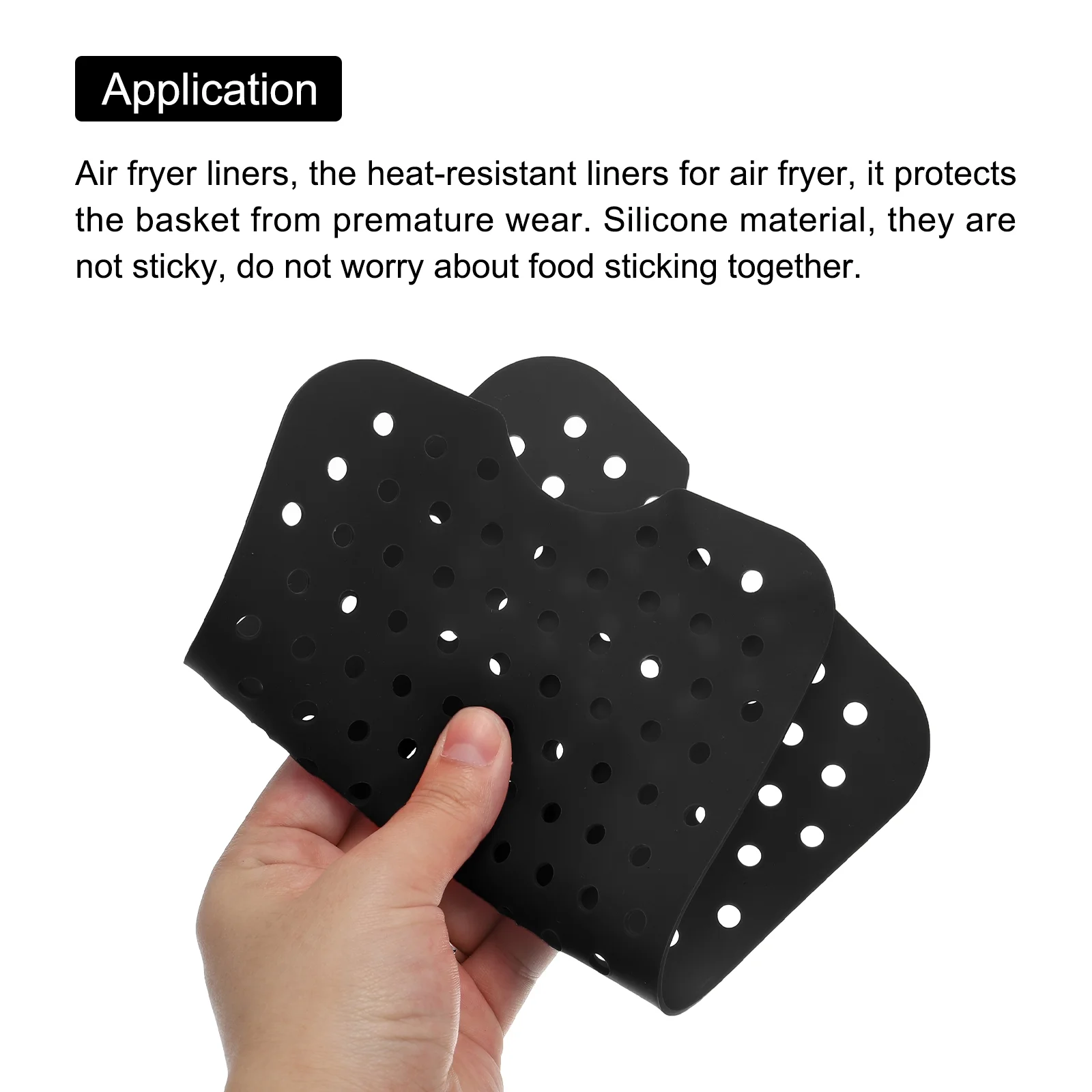 Reusable Silicone Air Fryer Liners Non-Stick Silicone Liner 5x8 Inch Black, Pack of 4