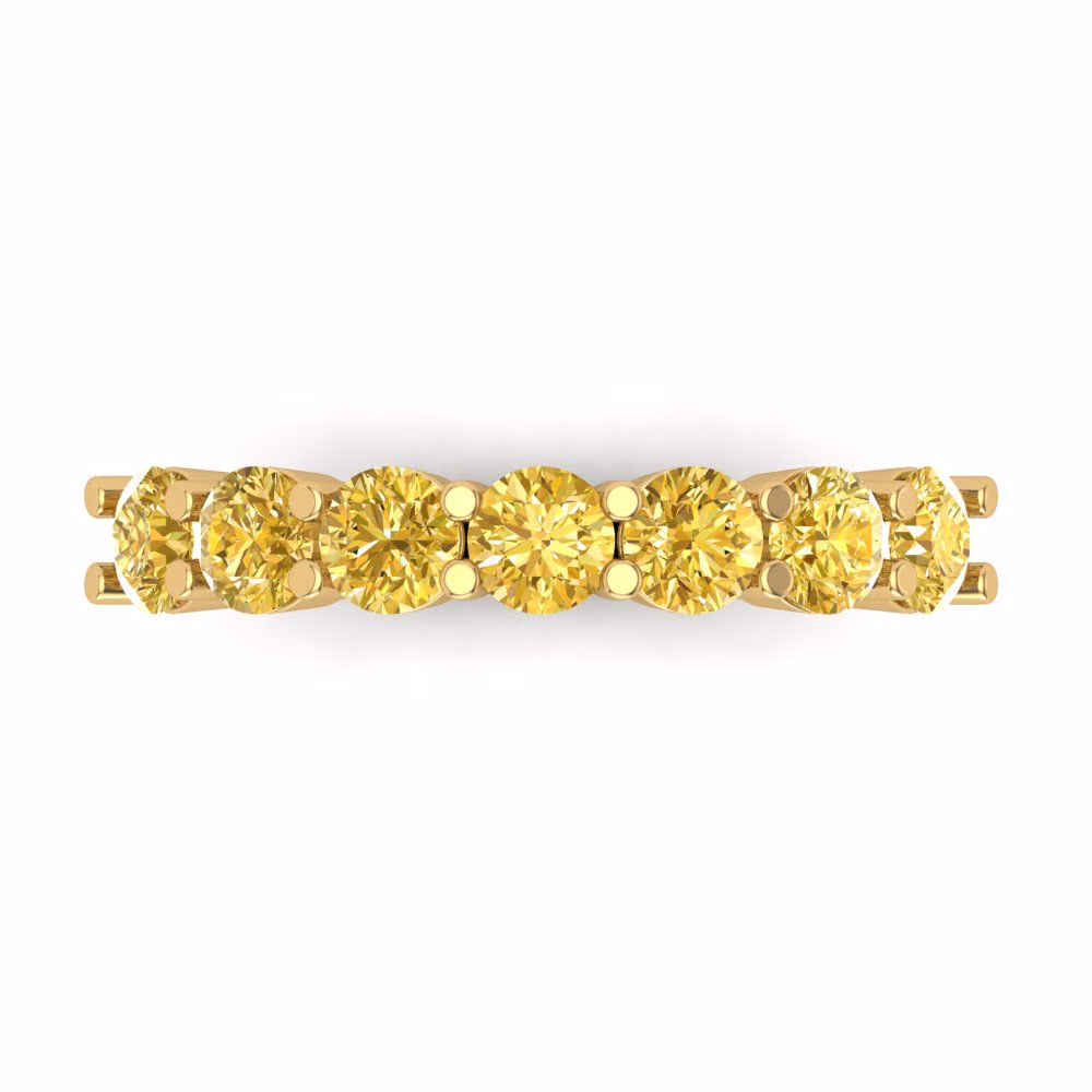 1.05 ct Brilliant Round Cut Natural Citrine 14k Yellow Gold Stackable Band SZ 6.75