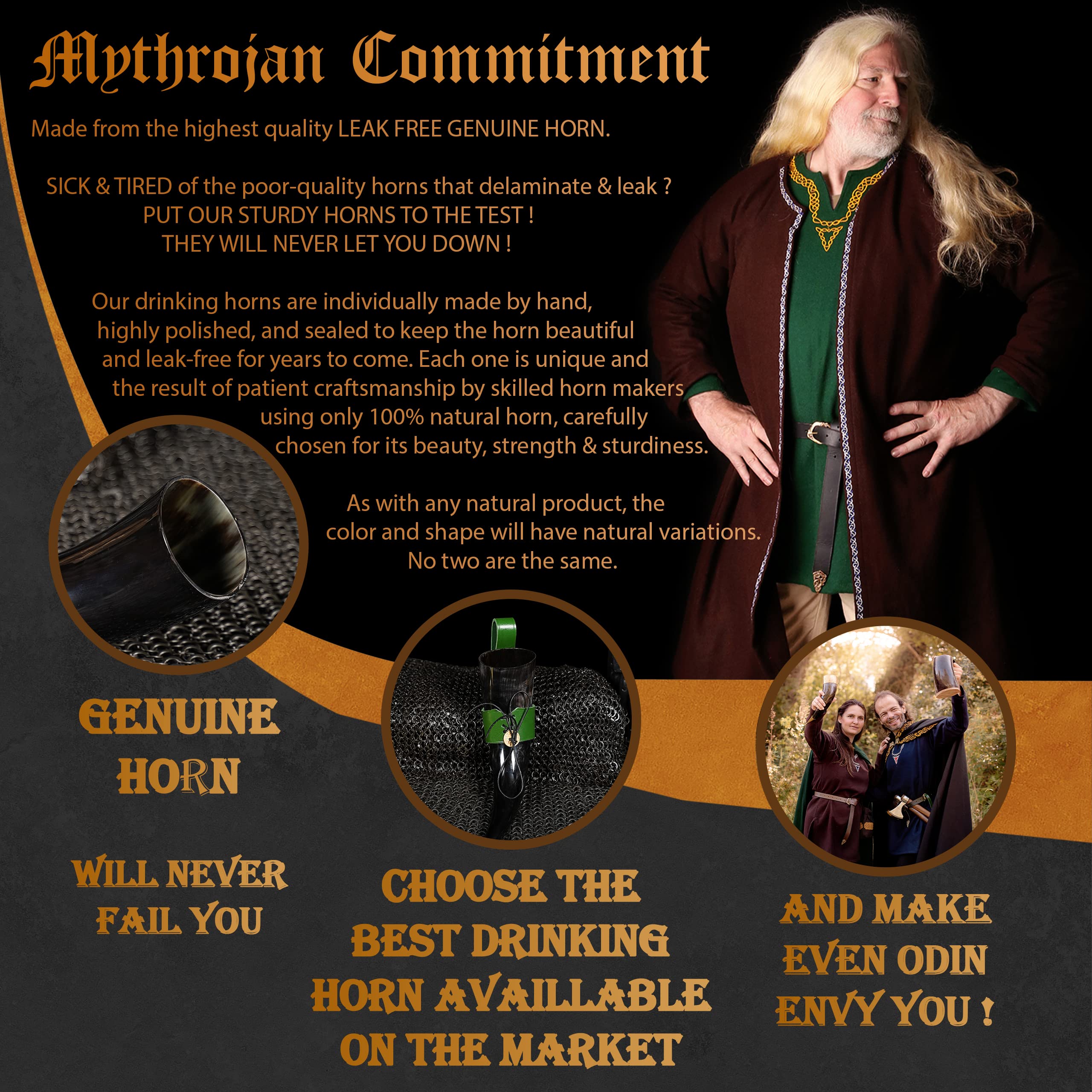 Mythrojan Small Drinking Horn with Green Leather Holder Authentic Medieval Inspired Viking Wine/Mead Mug 15ml