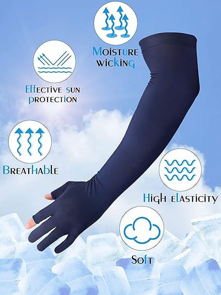 YHRY 2 Pairs Cooling Arm Sleeves with 2 Finger Holes, Protective Sun Sleeves, Gardening Sleeves Arm Protection, Anti Skid Design, for Fishing Driving Cycling Outdoor Sports Tattoo Cover