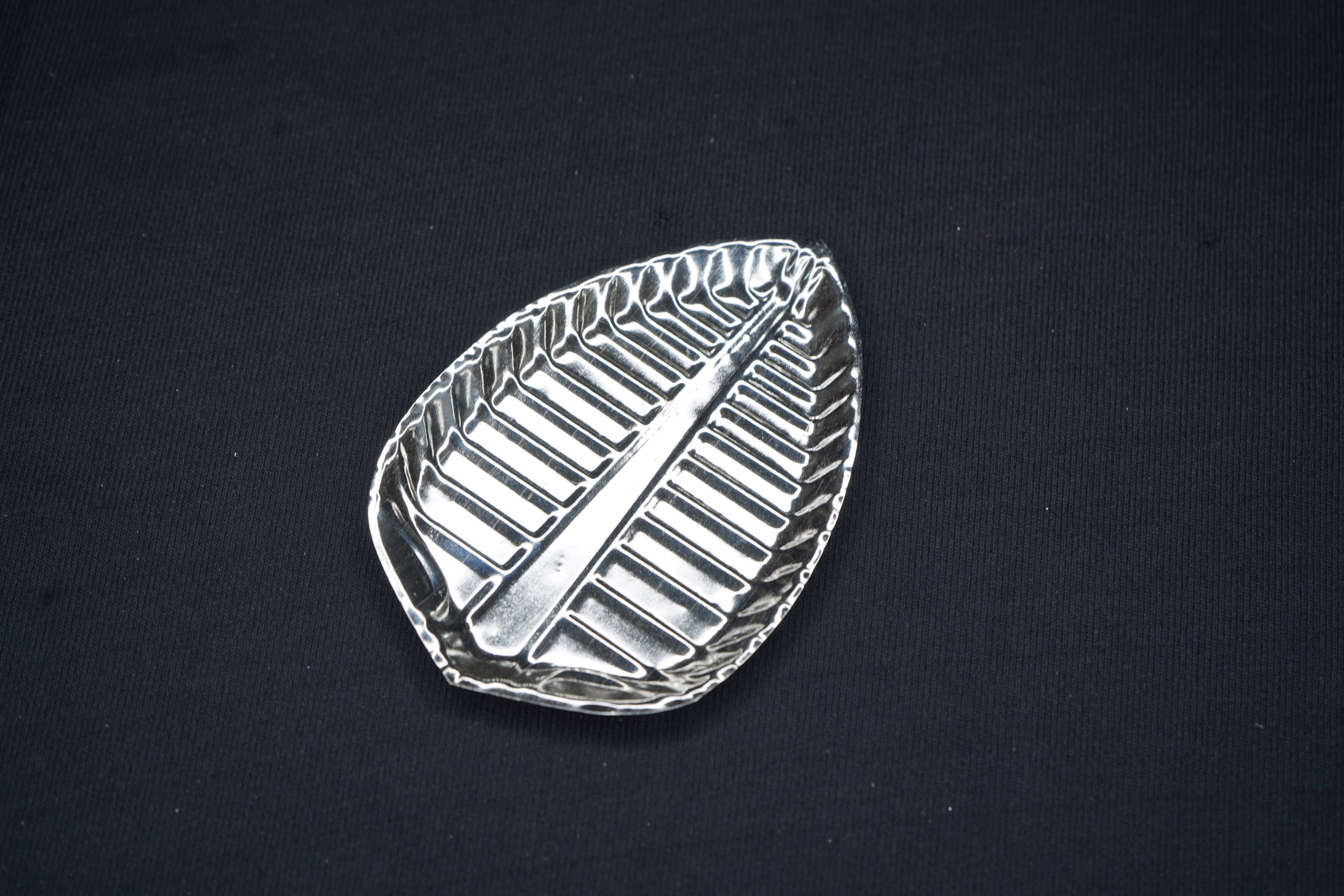 Pure Silver Banana Plate 7g, Handmade Solid Silver Plate, Idols Puja Prasadam (Foods) Plates Puja Article, Silver Gifting Utensils