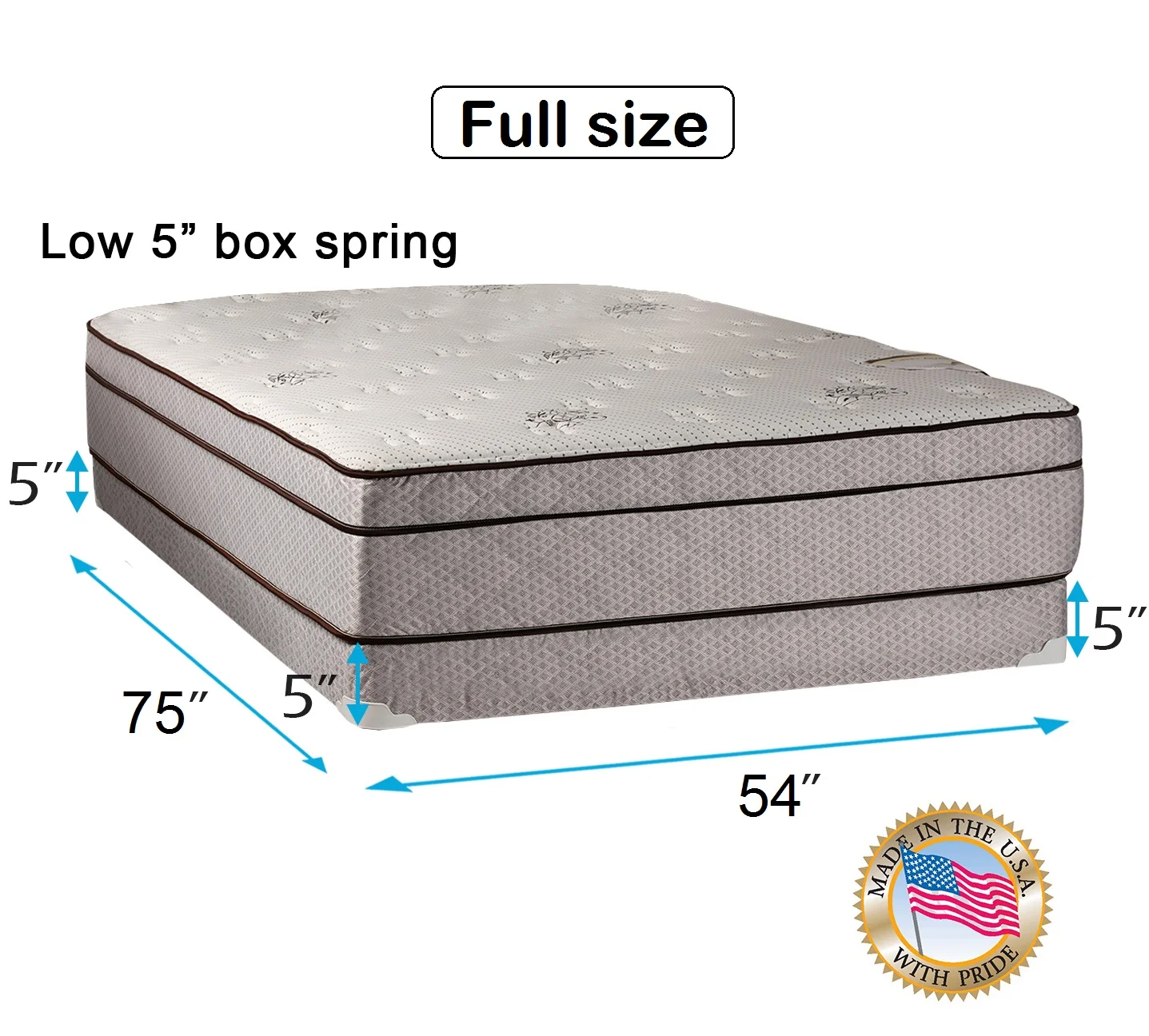 Dream Sleep Fifth Ave Extra Soft Foam Eurotop (PillowTop) Full Size Mattress & Low 5