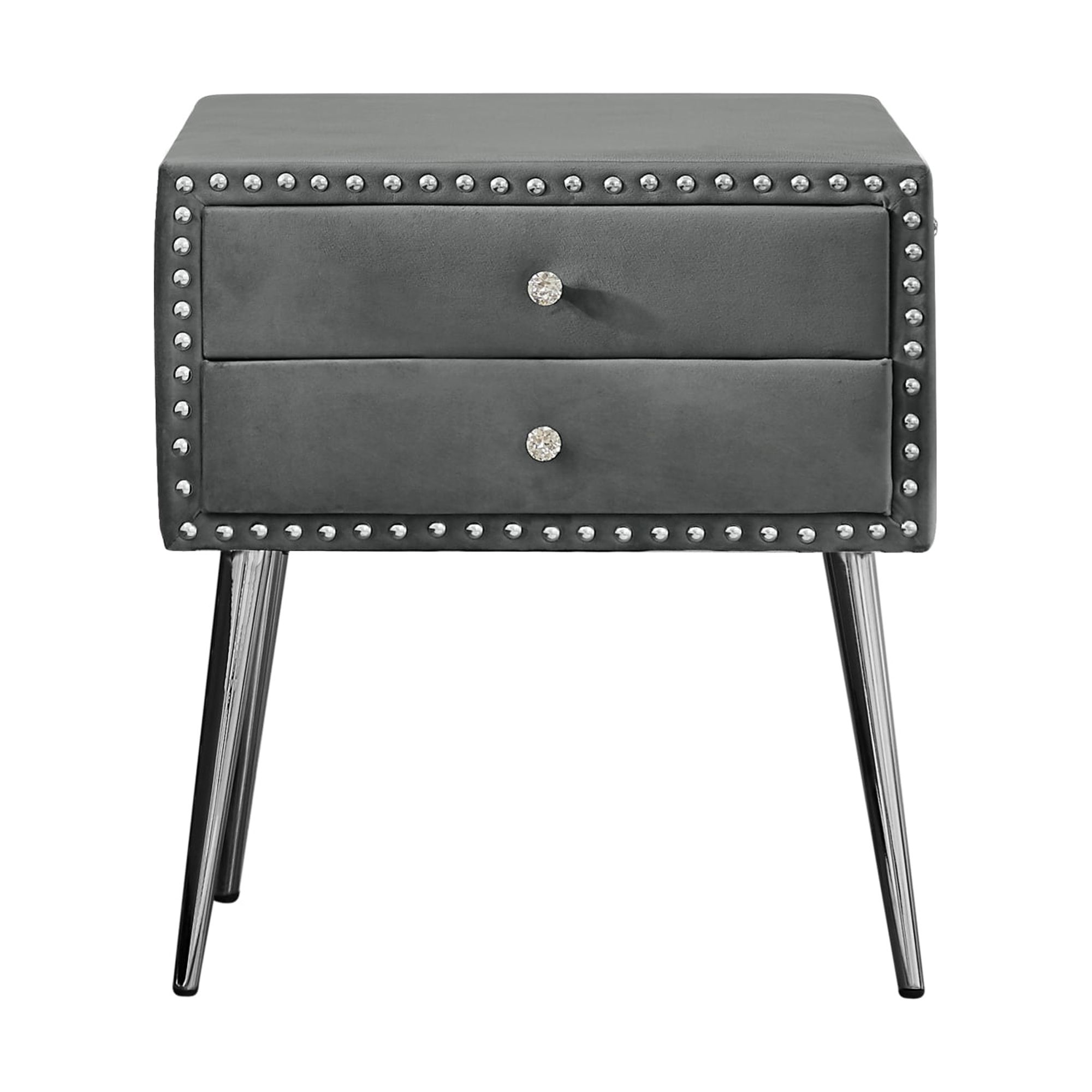 B100S King bed with one nightstand, Button designed Headboard,strong wooden slats + metal legs with Electroplate