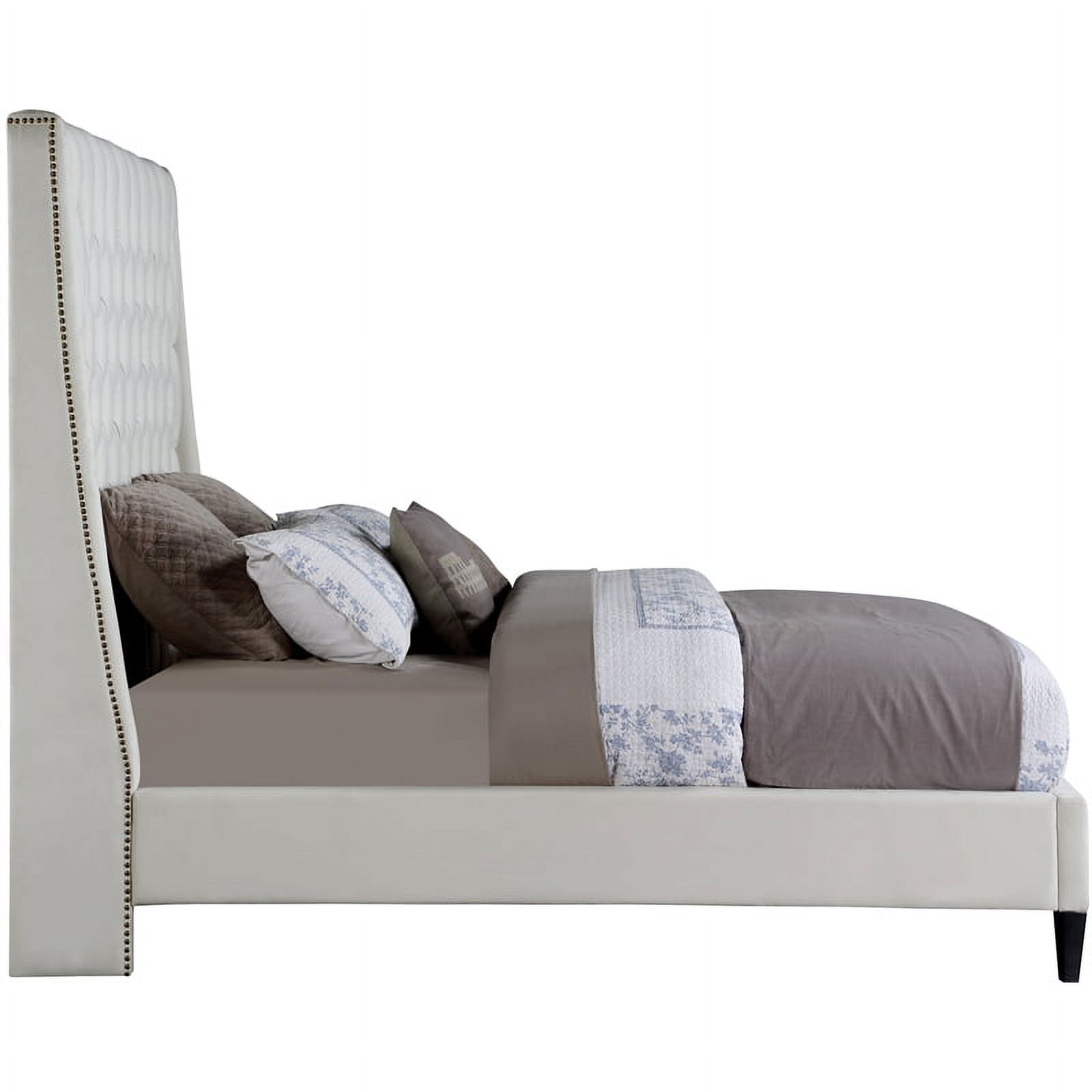 Meridian Furniture Fritz Cream Velvet Queen Bed
