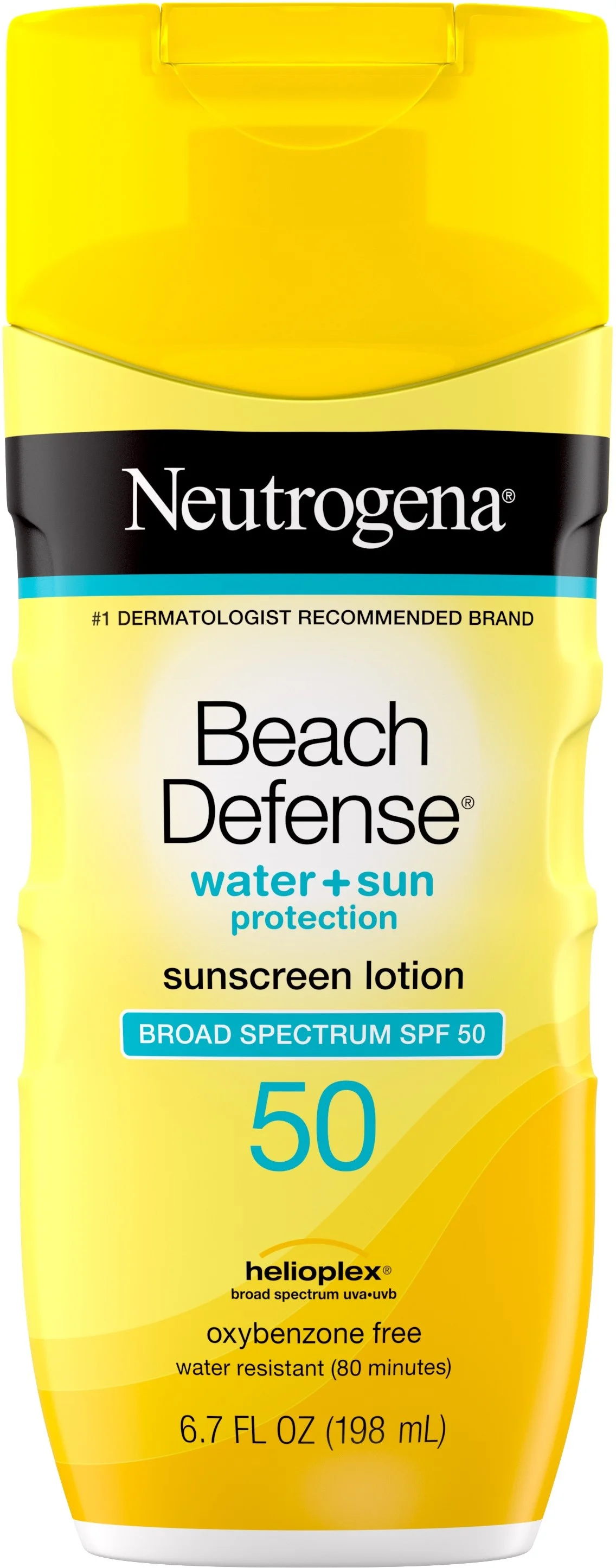 Neutrogena Beach Defense Water Resistant Sunscreen Body Lotion SPF 50, Oil-Free Lightweight Oxybenzone-Free Sun Protection 6.7 oz (Pack of 3)