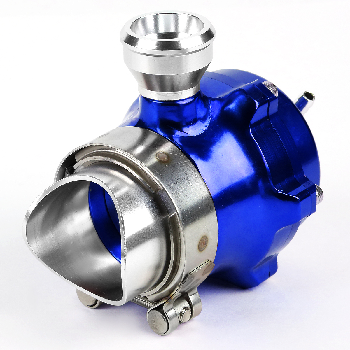Universal Aluminum 50mm Turbo 35psi Boost Blow Off Valve+Trumpet+Flange+V-band Clamp (Blue)