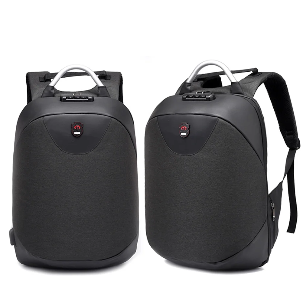 HEMOTON 15.6 Inch Laptop Backpack Bag Anti-theft Men Backpack USB Charging Waterproof Travel Rucksack Knapsack Password Lock (Black)