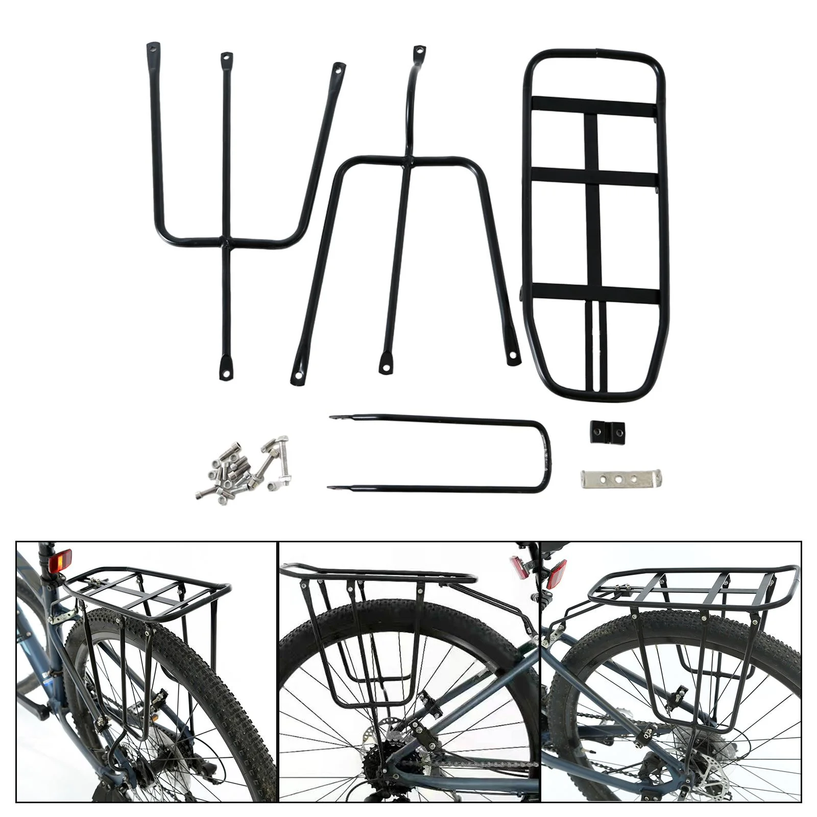 AMLESO Rear Cargo Rack Bike Rear Rack Pannier Rack Replacement Carrier Bracket Panniers Durable Carrier Rack