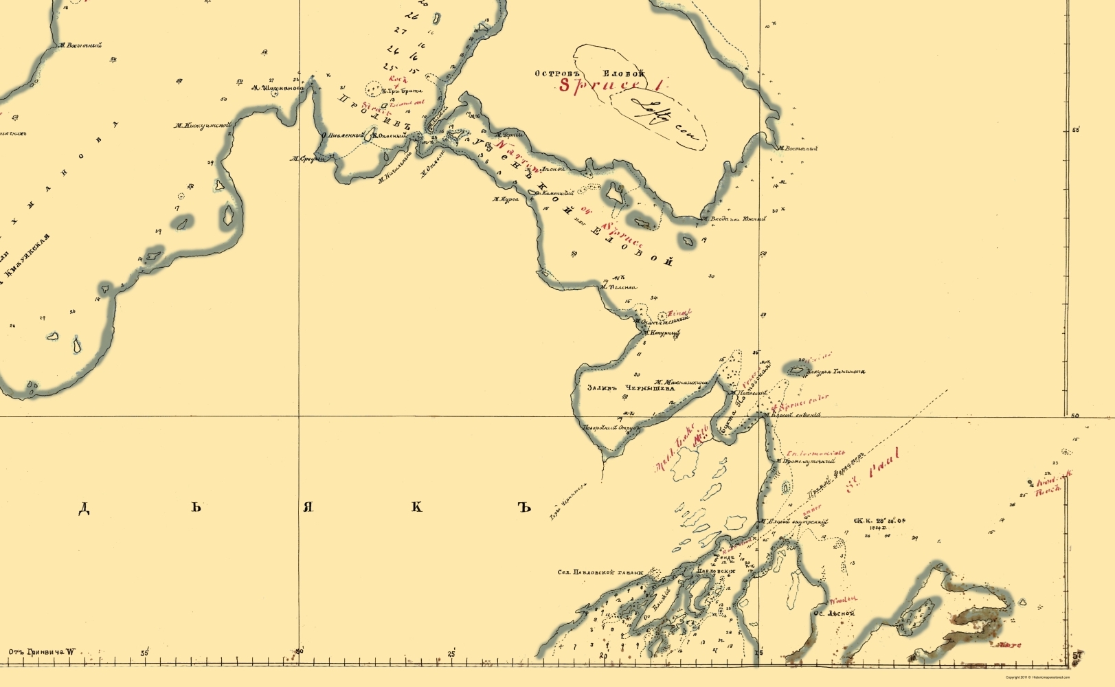 Kodiak Island Alaska - Murashev 1849 - 23.00 x 37.35 - Matte Canvas