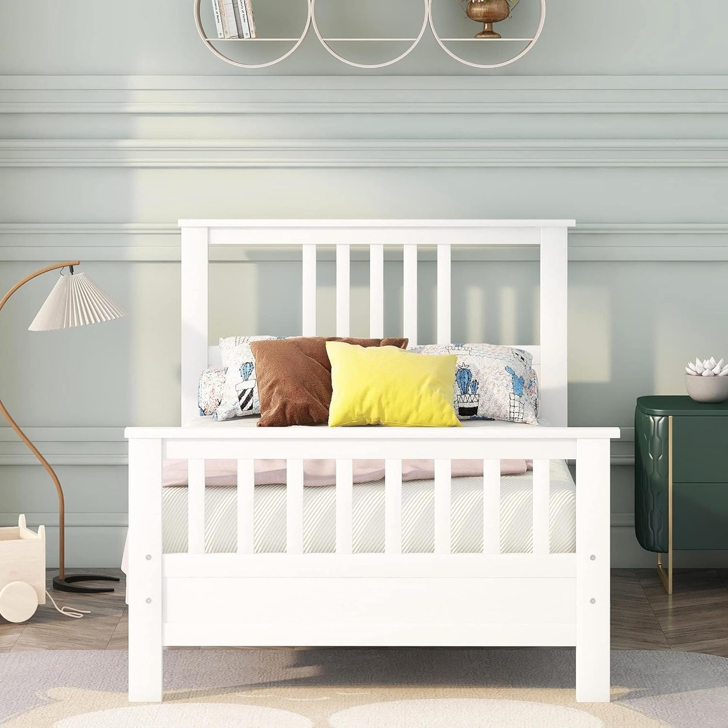 Bed Frame, Size Platform Bed With Headboard And Footboard, Wooden Bed Frame With Slat Supports, No Box Spring Needed(, White)