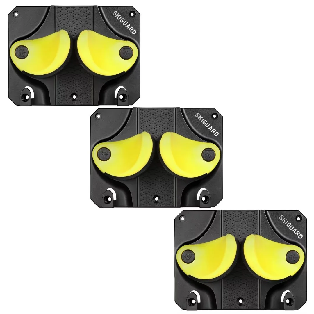 skiguard Ski Rack for Garage Wall: Snowboard Wall Storage Rack, Damage-Free Ski Storage Rack, Ski Rack Wall Mount for Save Your Rocker, Tips, and Tails, Easy To Use, Fits any Ski or Snowboard, 3 Pack