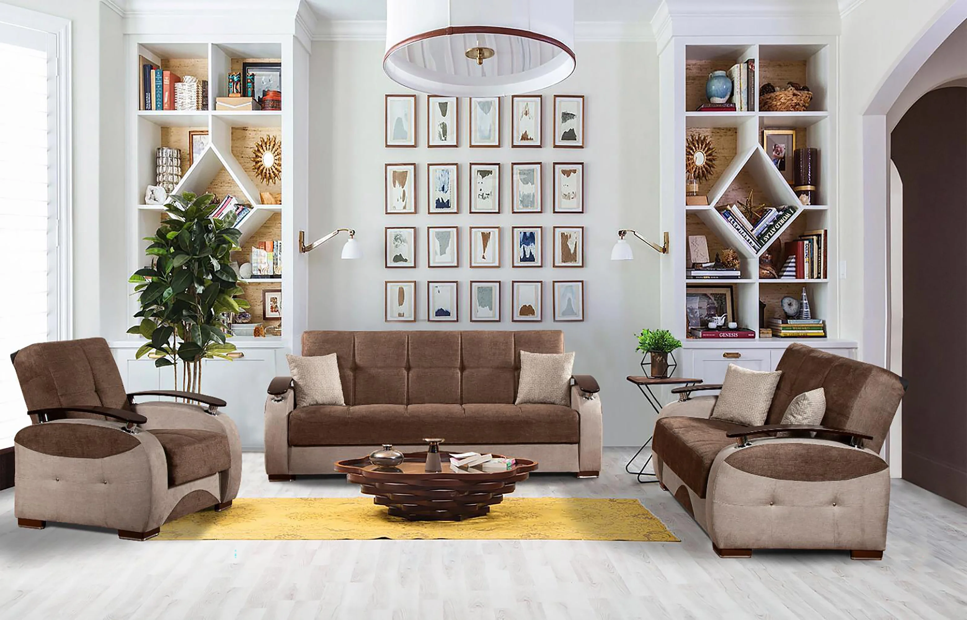 Ottomanson Radiance Sleeper Loveseat, Brown Microfiber