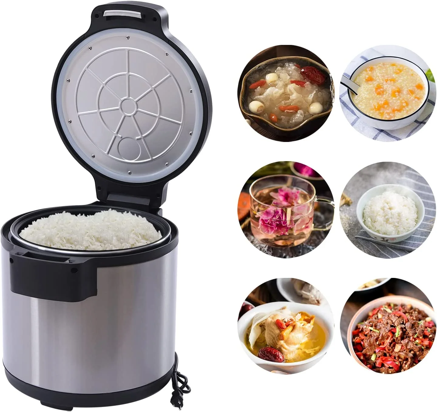 Miumaeov Electrric 19L/20QT Rice Warmer Commercial Stainless Exterior Non-Stick Inner Pot