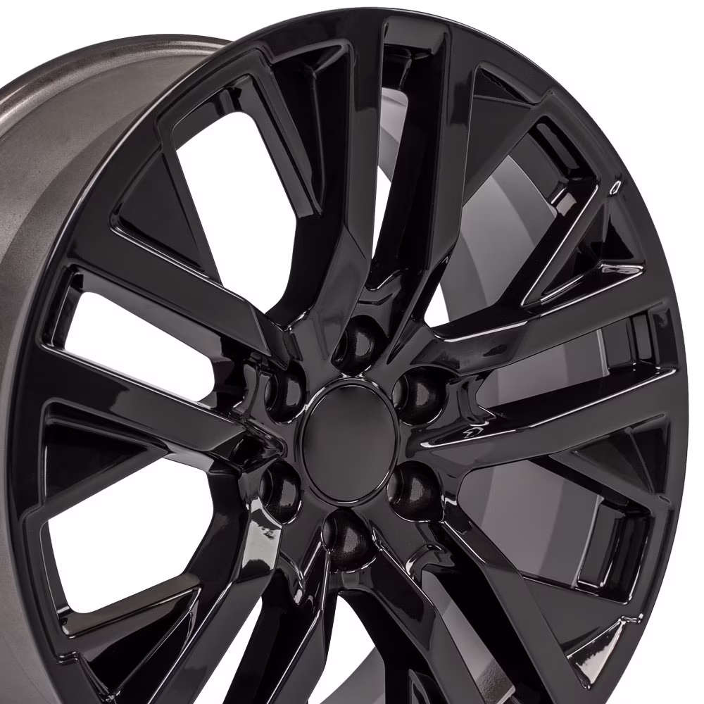 22 inch Gloss Black 5309 Wheels SET(4) fits Chevrolet Suburban Tahoe Silverado 22x9 High Gloss Black 5-Split-Spoke Rims 84253948 SET