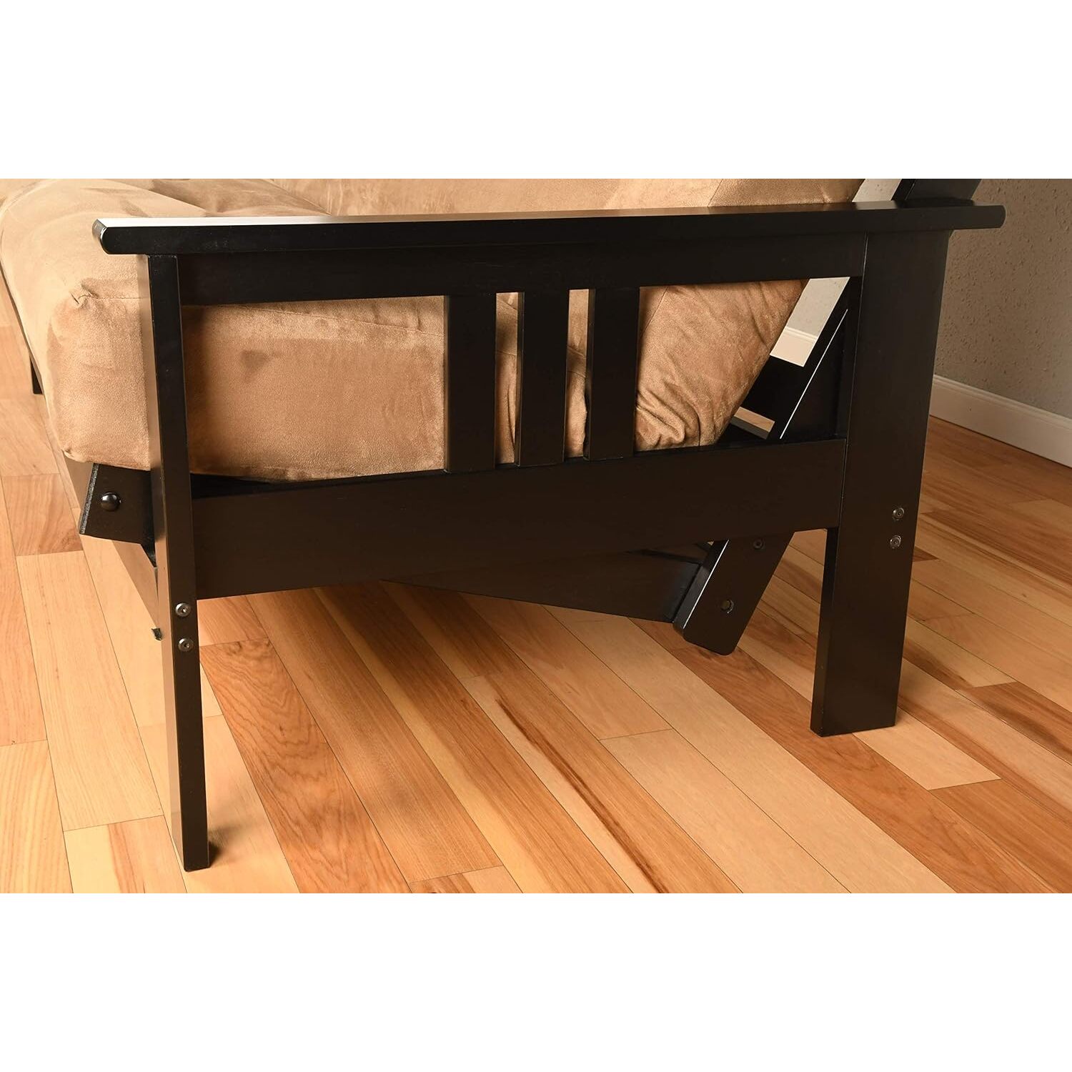 Maykoosh Eclectic Exclusivity Futon Frame-Black Finish-Linen Aqua Mattress