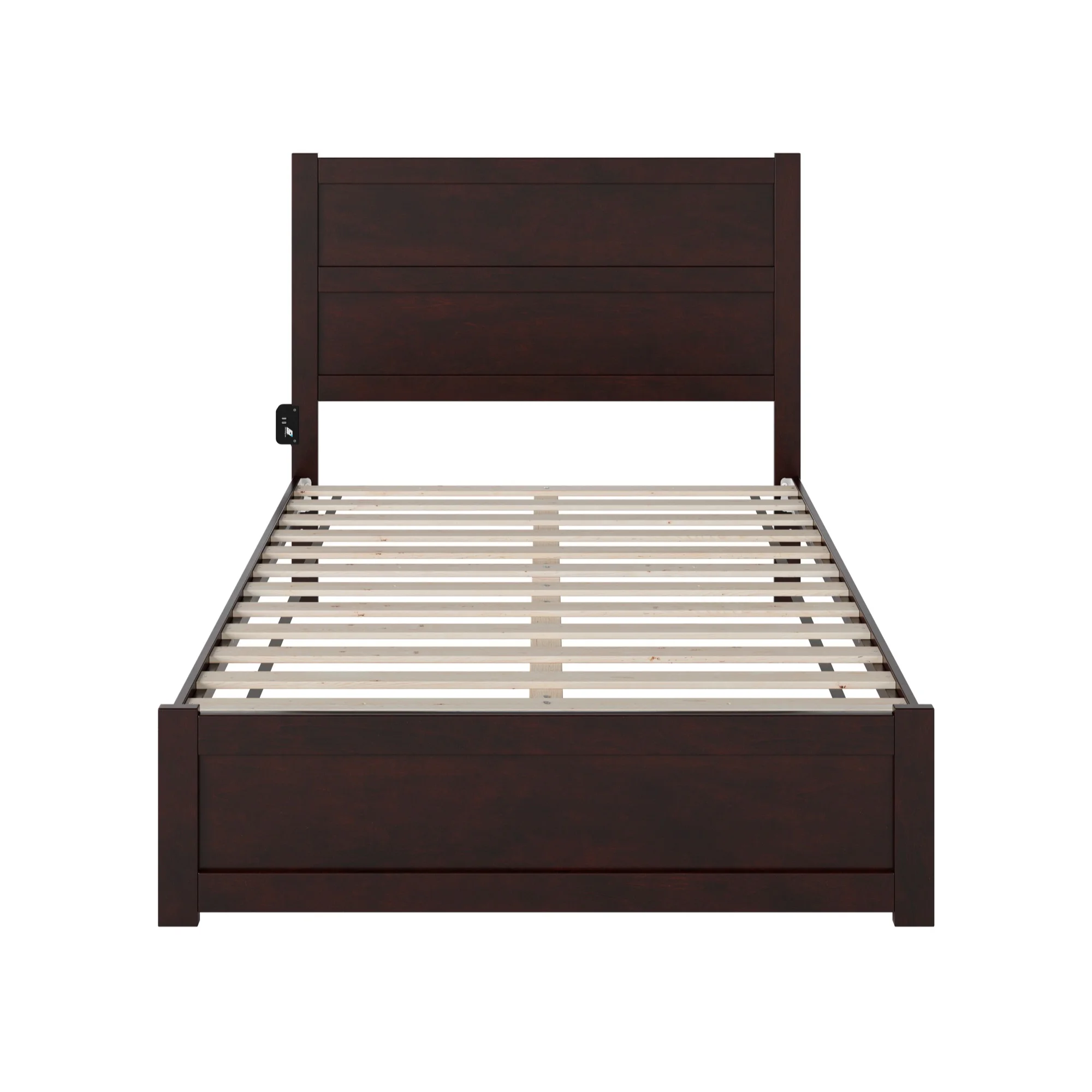 AFI NoHo Full Solid Wood Bed with Footboard and USB Charging Station in Espresso