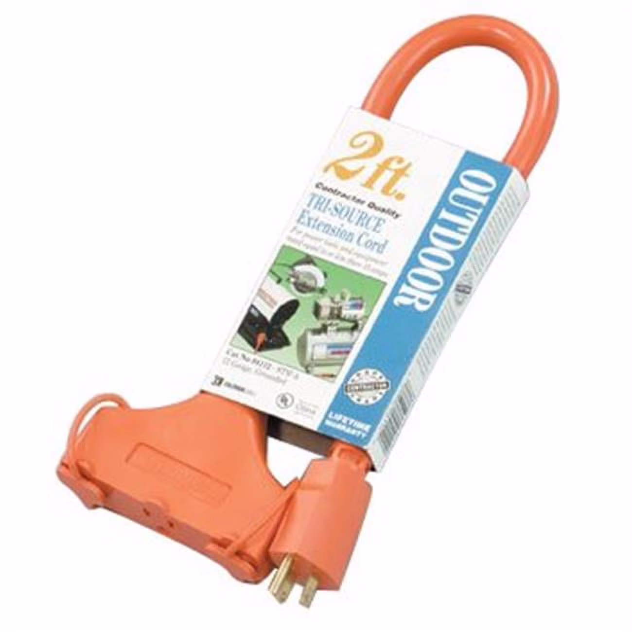 Coleman Cable  2' 12-3 Stw-A 3-Way Power Block Orange Cont