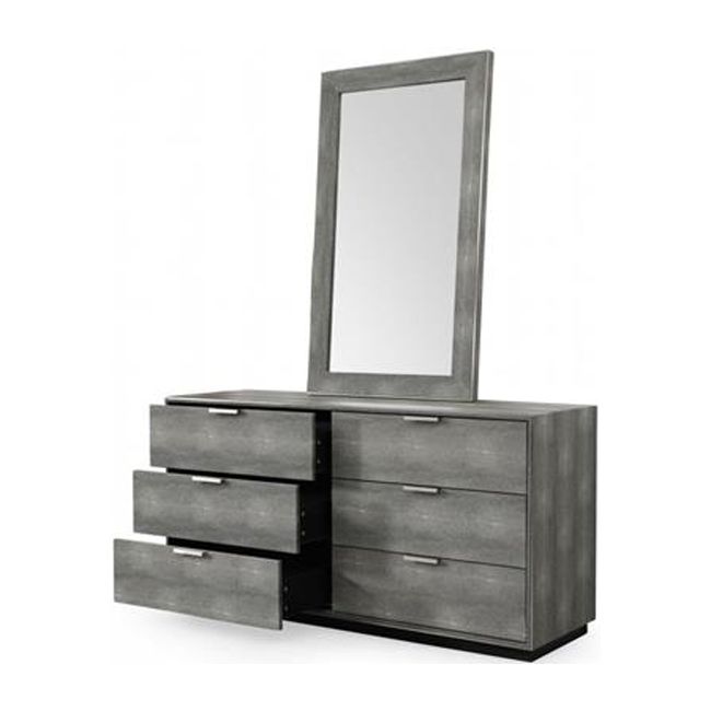 HomeRoots 490821 30.5 x 59 x 19 in. Gray Solid & Manufactured Wood Six Drawers Double Dresser