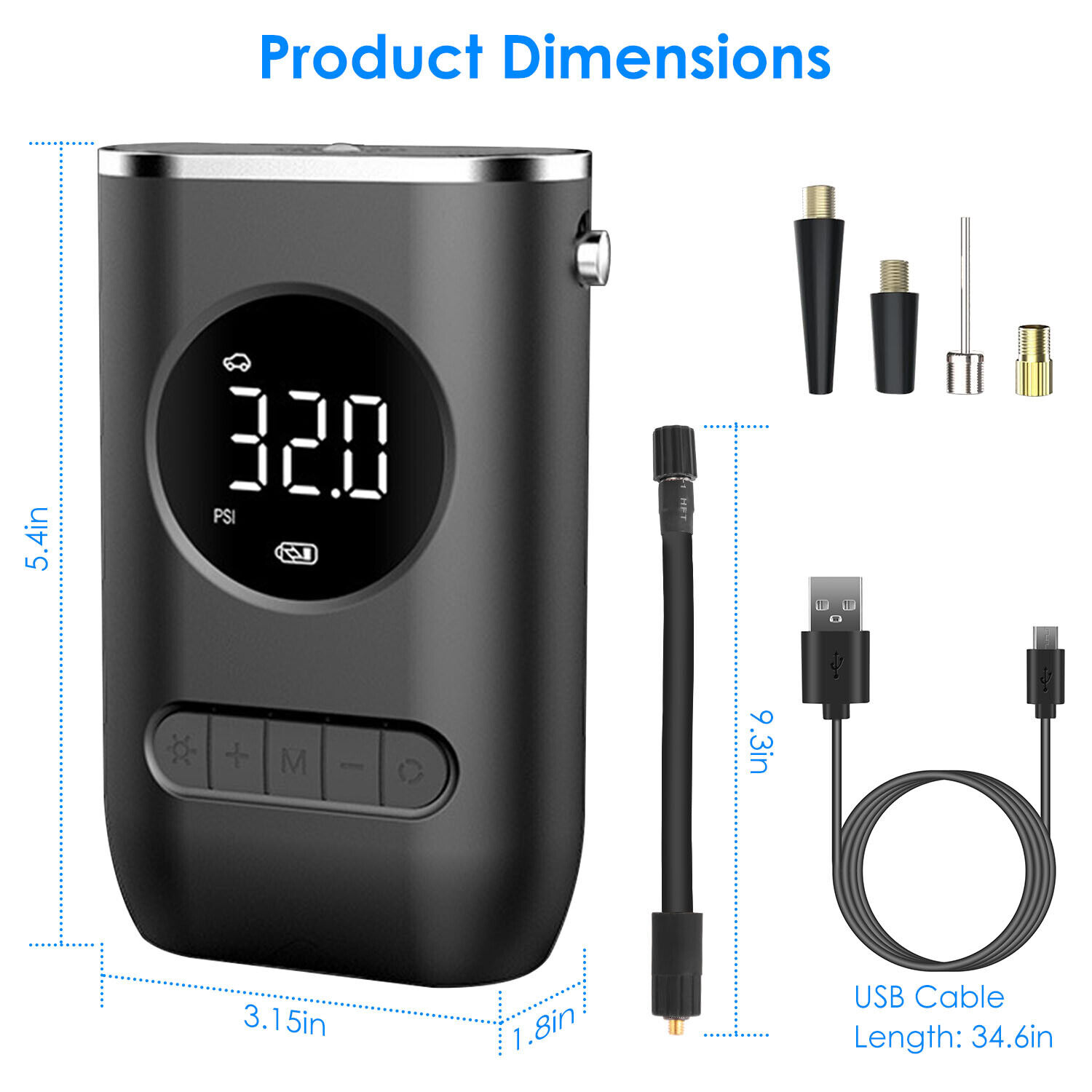 Electric Car Tire Inflator Pump 150 PSI Car Air Compressor Wireless Air Pump