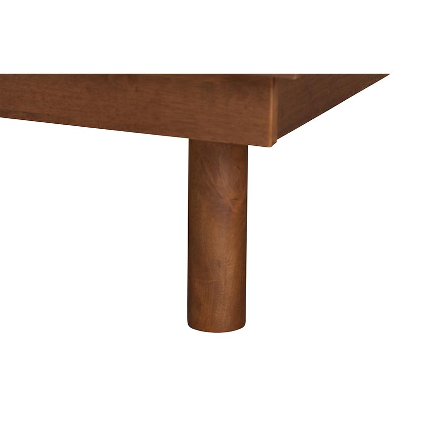 Baxton Studio Eliana Fabric & Wood Queen Bed with Nightstand in Gray/Walnut