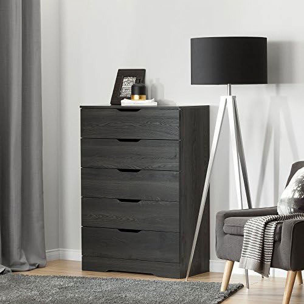 Collection 5-Drawer Dresser, Gray Oak With Cutout Handles