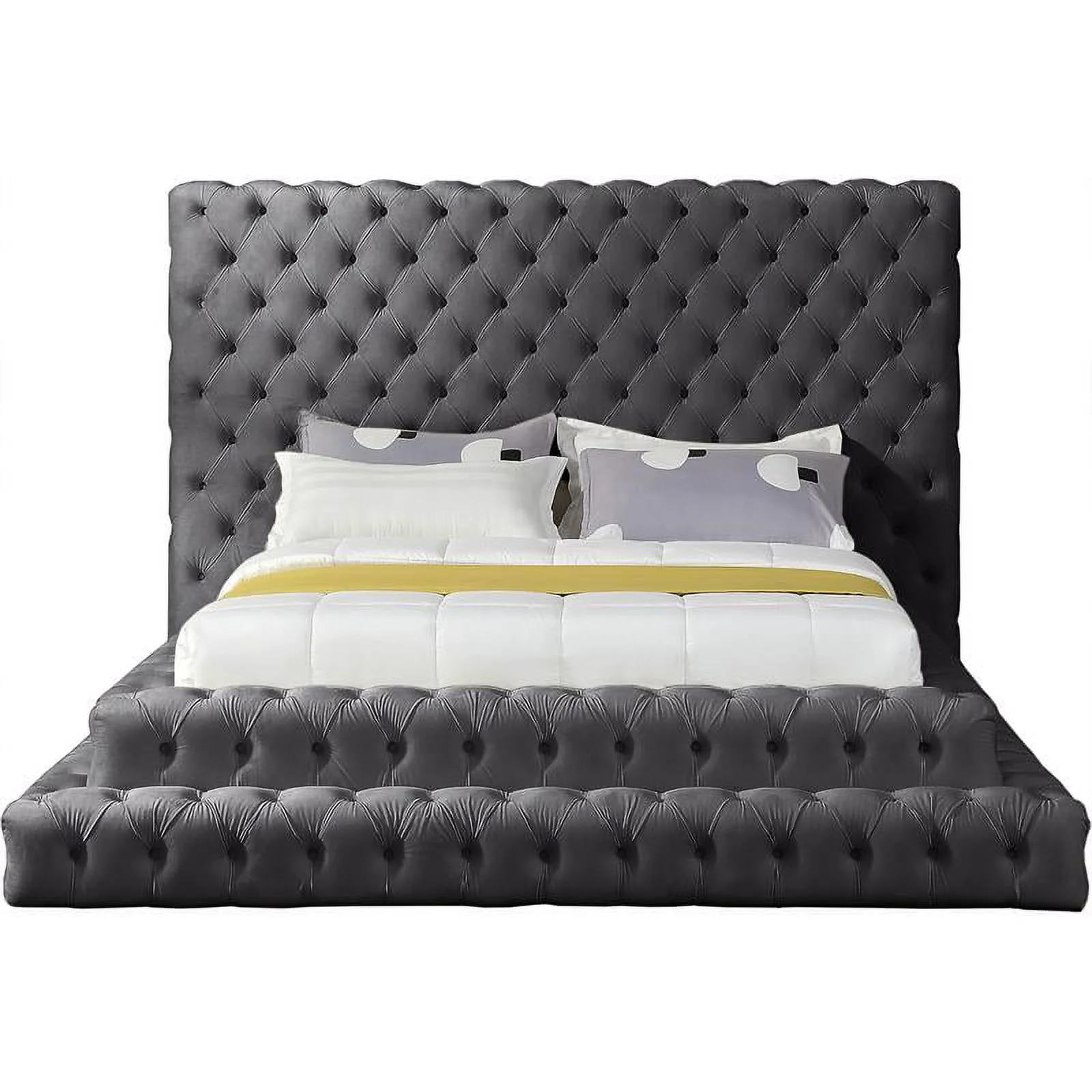 Meridian Furniture Revel Grey Velvet Queen Bed