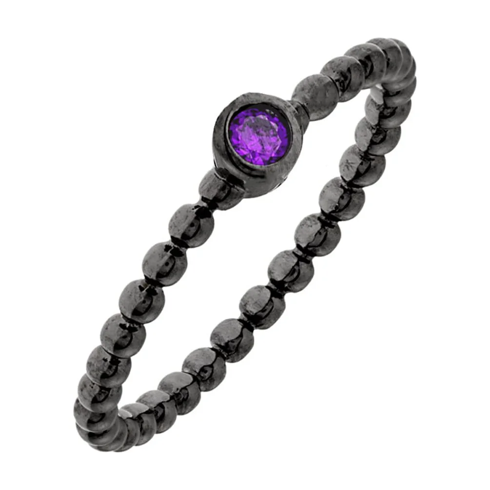 18k Black Gold Plated Red Stone Stackable Fashion Ring