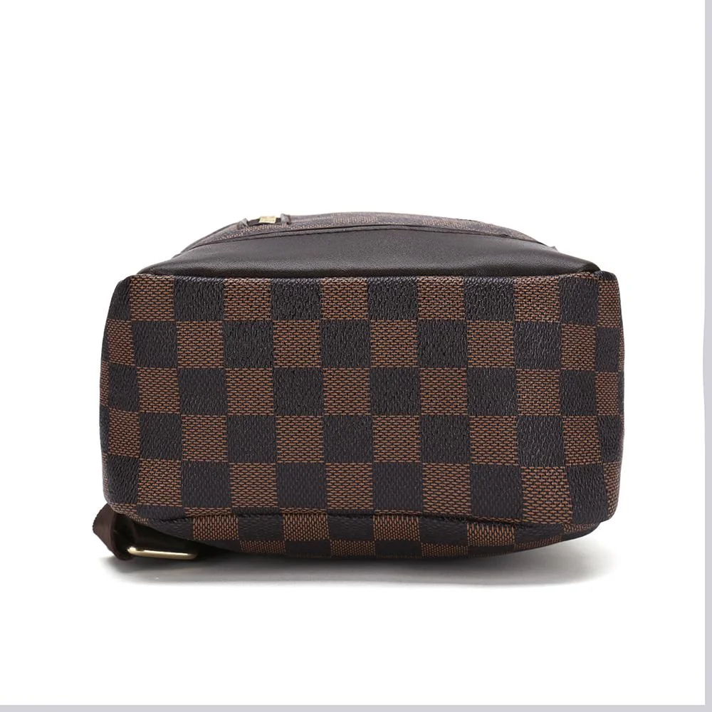 ZINTVVD Checkered Men Travel Shoulder Bag pouch Pocket Messerage Tote -Brown Checkered