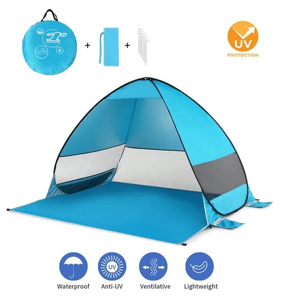 yeacher 2-3 Person Pop Up Beach Tent Portable Outdoor Beach Cabana Waterproof UV Protection Sun Shelter with Carry Bag for Camping, Fishing and Hiking