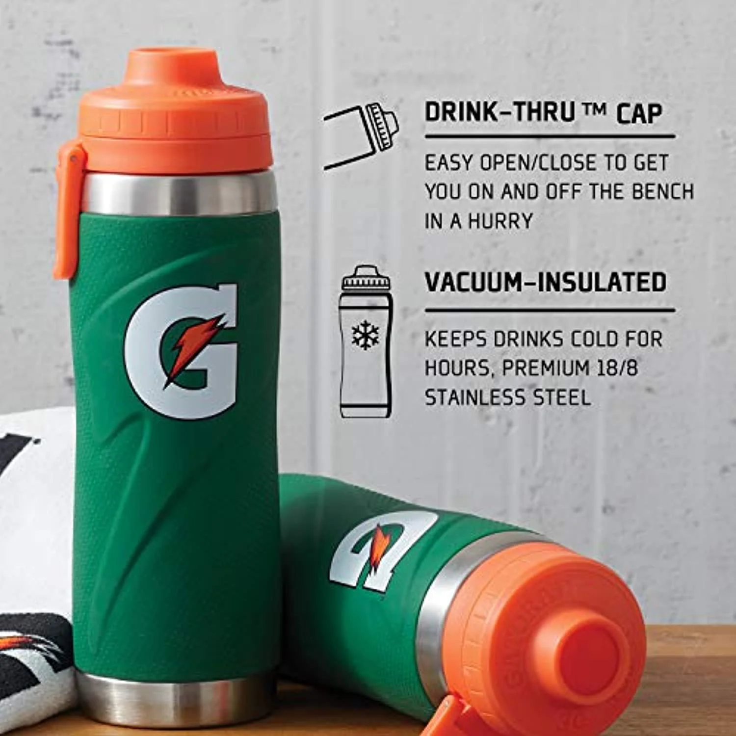 Gatorade Stainless Steel Sport Bottle, 26Oz, Double-Wall Insulation