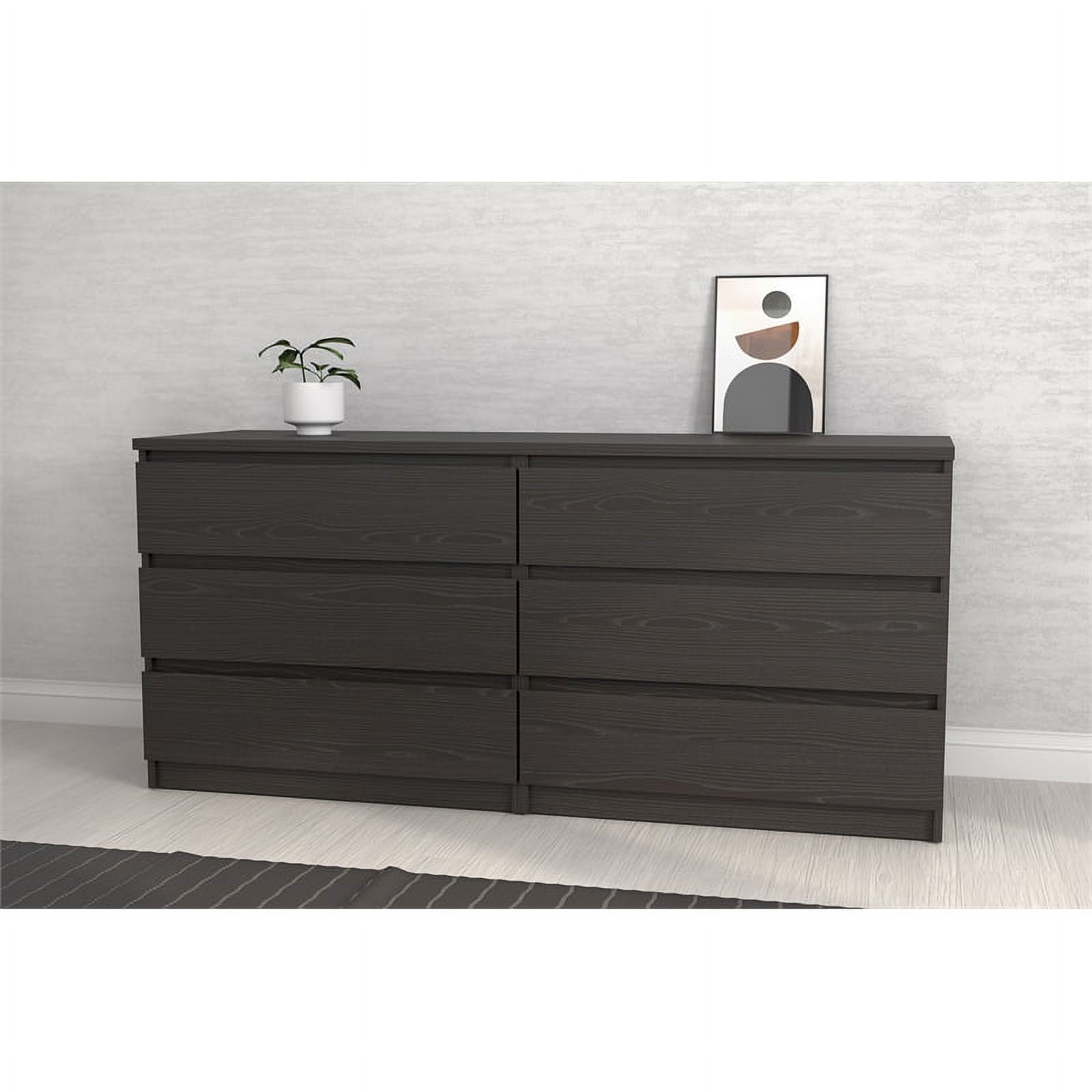 Cooper 6 Drawer Double Dresser in Black Woodgrain