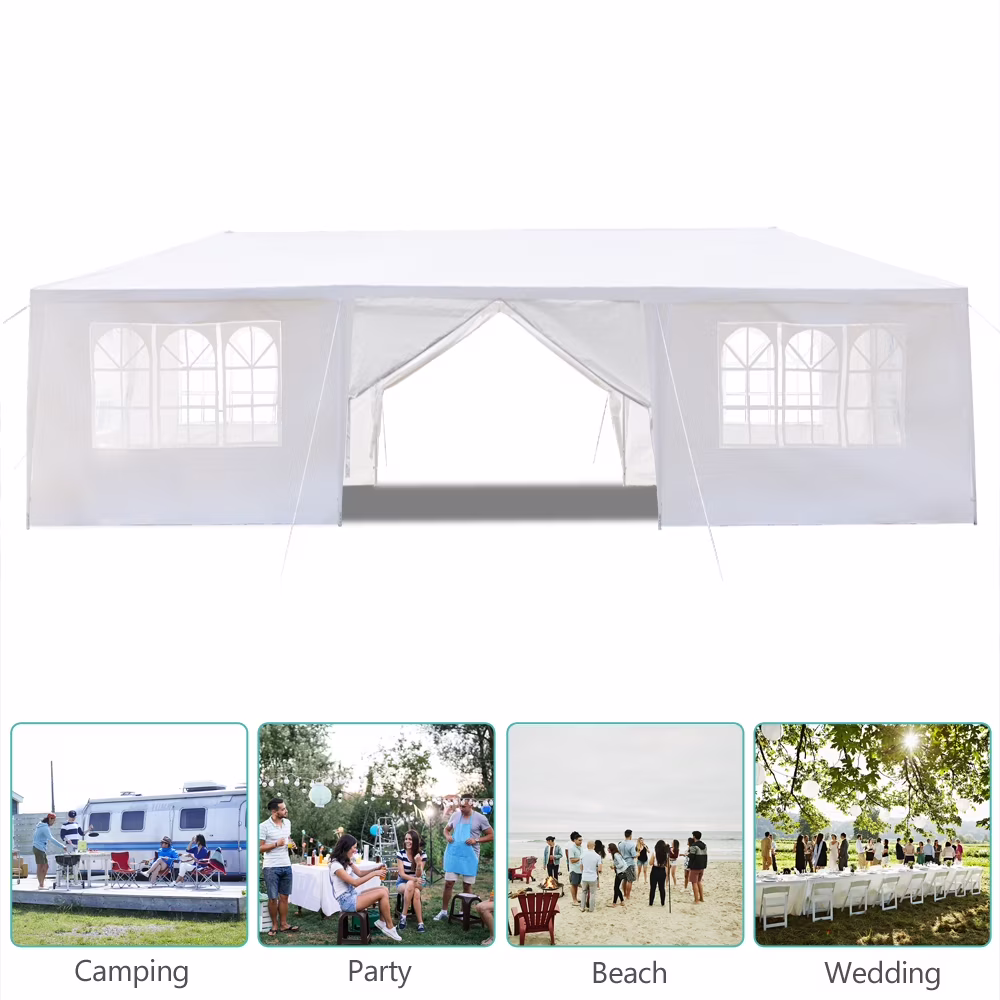 Winado 10'x 30' Canopy Wedding Party Tent w/8 Sidewalls Gazebo Pavilion White