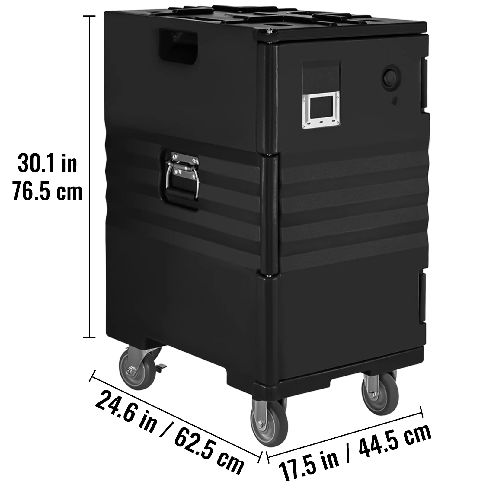 BENTISM Insulated Food Pan Carrier Front Load Catering Box w/ Wheels 109 Qt Black