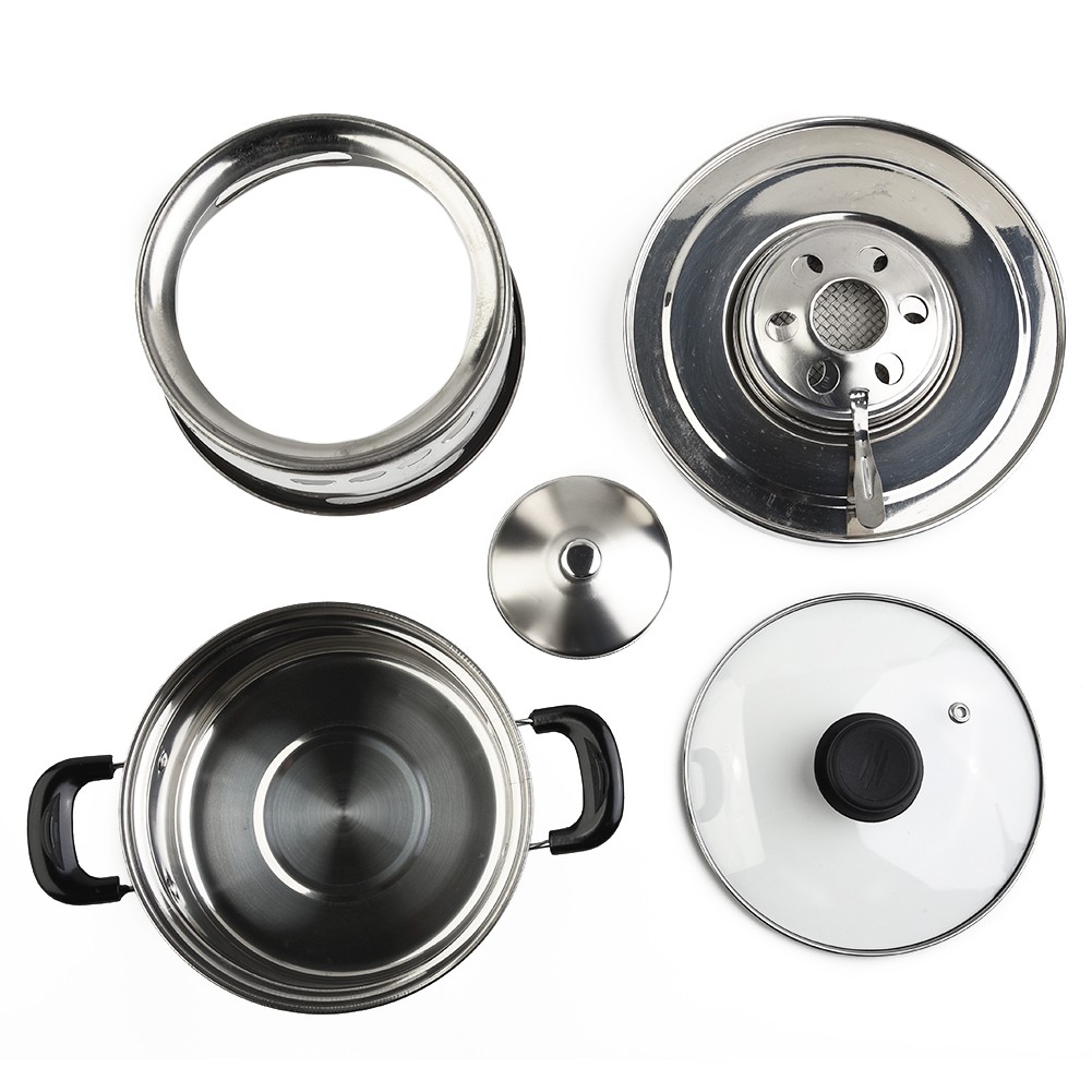 6.30in*2.64in,Stainless Steel Round Chafing Dish Glass LID Food Warmer Catering Indoors Camping Stove Spirit Cooker Liquid and Solid Alcohol