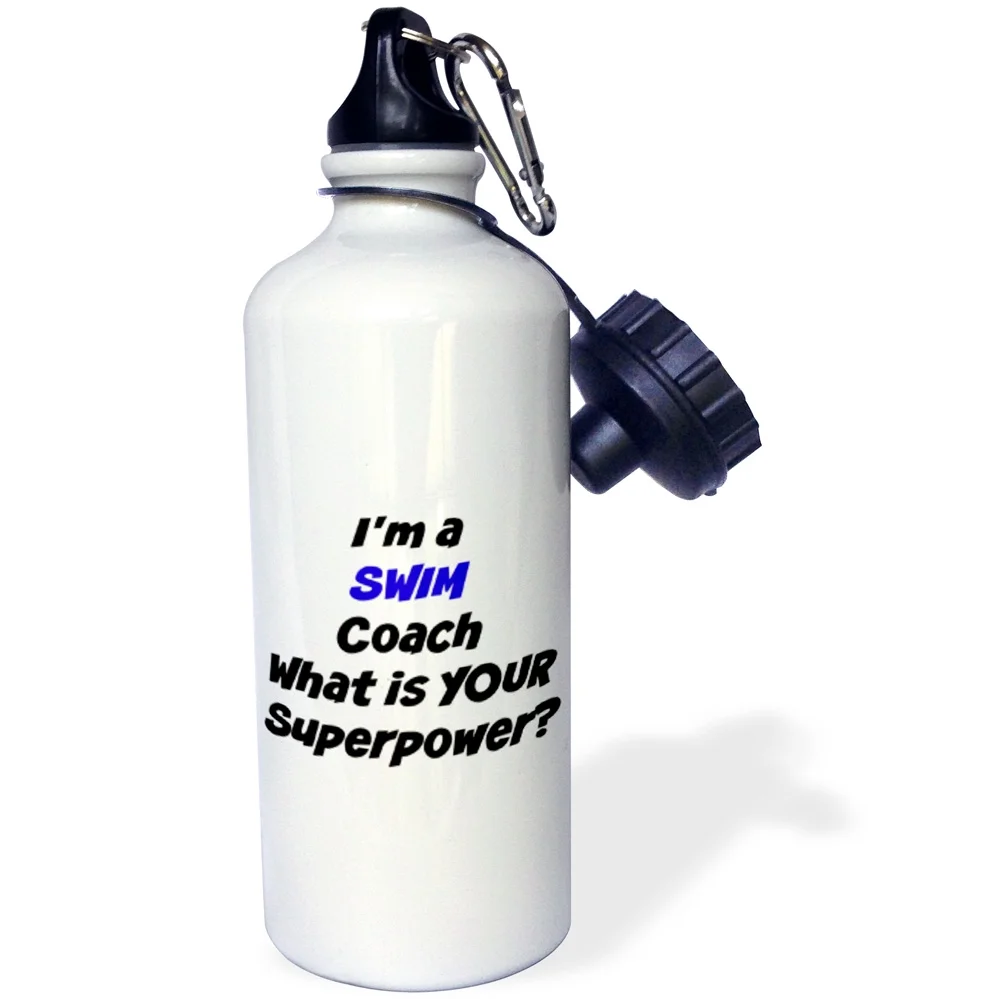 3dRose Im a swim coach, whats your super power, Sports Water Bottle, 21oz