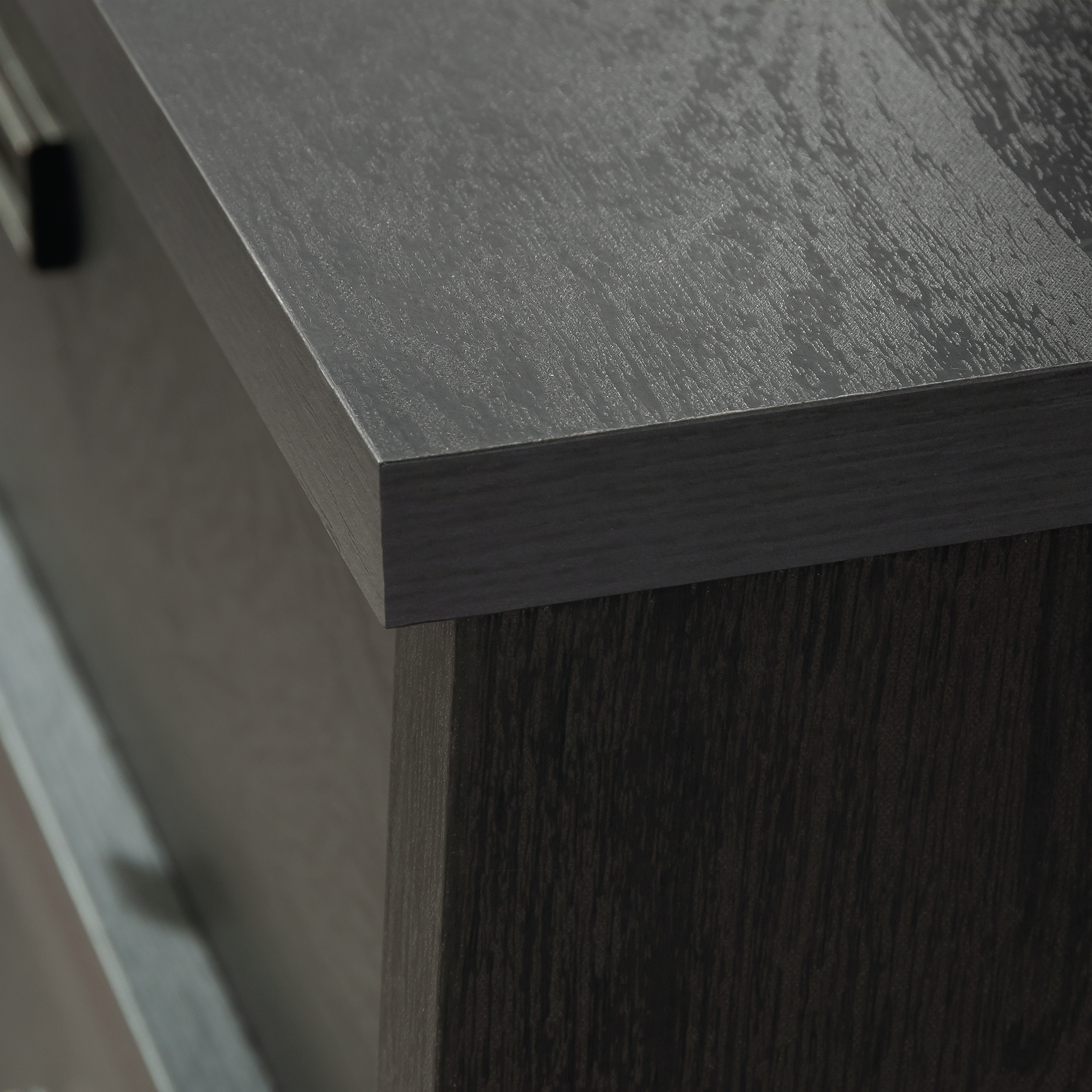 Sauder Trestle 6-Drawer Bedroom Dresser in Raven Oak, Raven Oak Finish